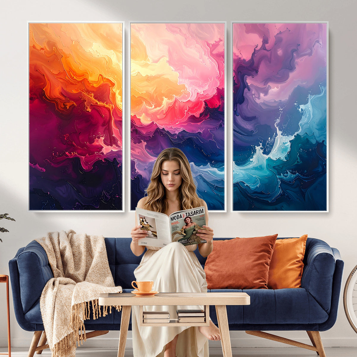 16157633-MGV-CV-36X24 - Large Colorful Abstract Canvas Wall Art Print, Vibrant Popup Color Art Print