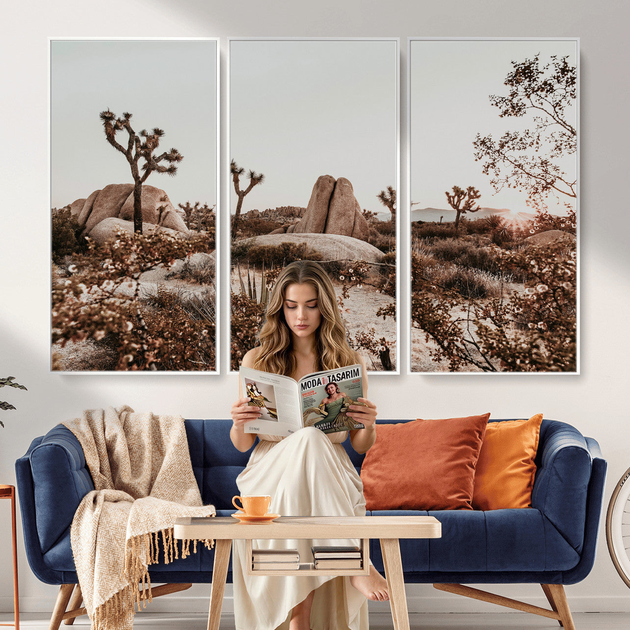 75778944-MGV-CV-36X24 - Joshua Tree Desert Canvas Wall Art Print - Desert Landscape Photography, Boho Southwest Wall Decor, Nature Canvas - Ready to Hang