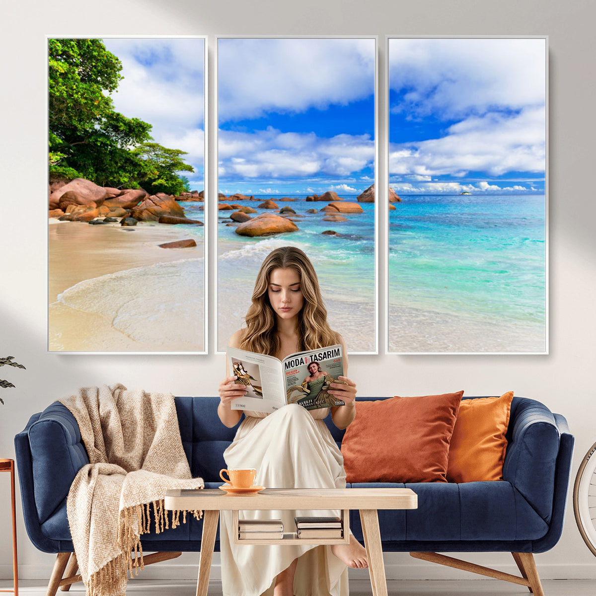 81980382-MGV-CV-36X24 - Seychelles Beach Canvas Wall Art - Anse Intendance Turquoise Ocean Print