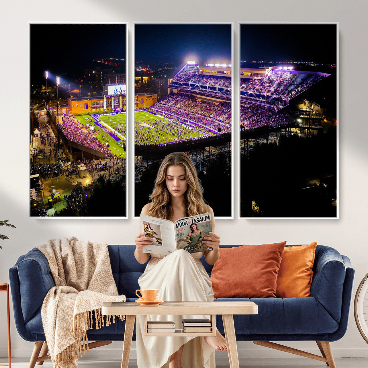 400867JMU2-MGV-CV-36X24 - JMU Stadium Wall Art Canvas Print for Game Room Decor - James Madison University Stadium