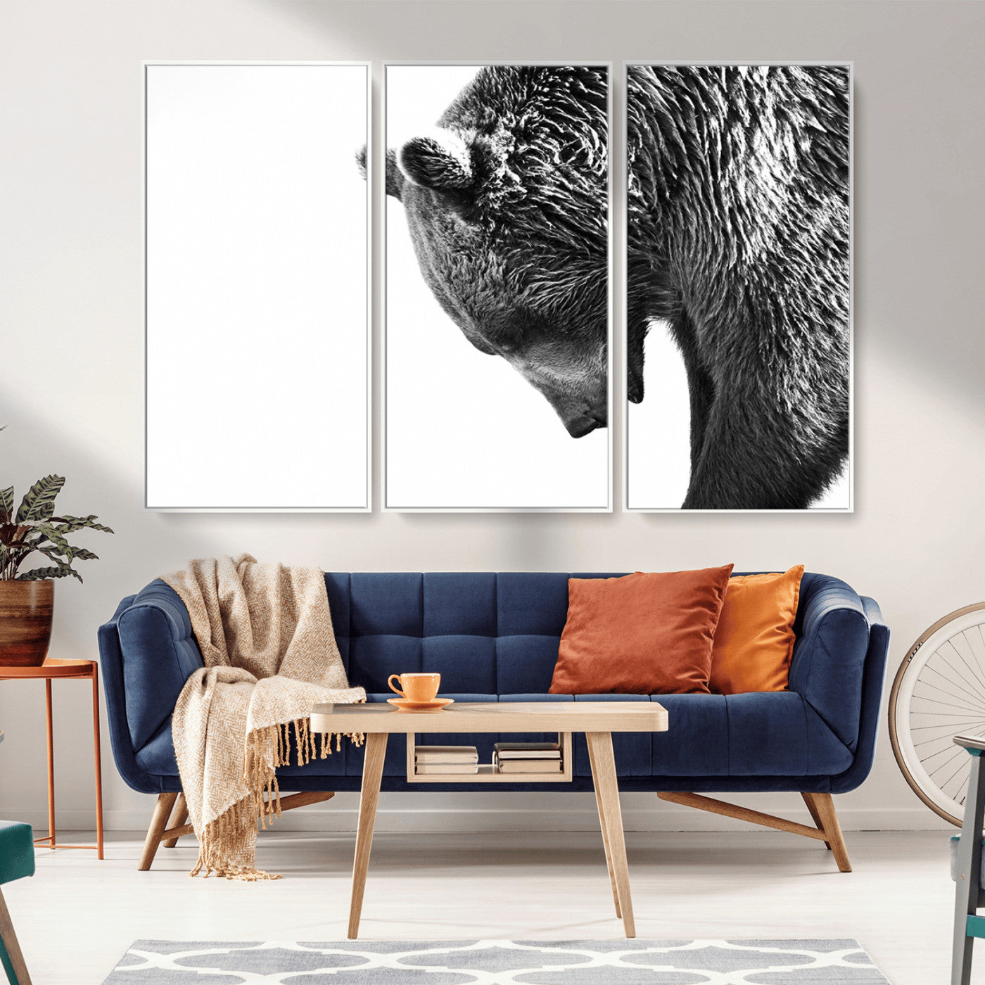 -Black and White Grizzly 399 Bear Canvas Print Wall Art | Large Wildlife Canvas Print for Living