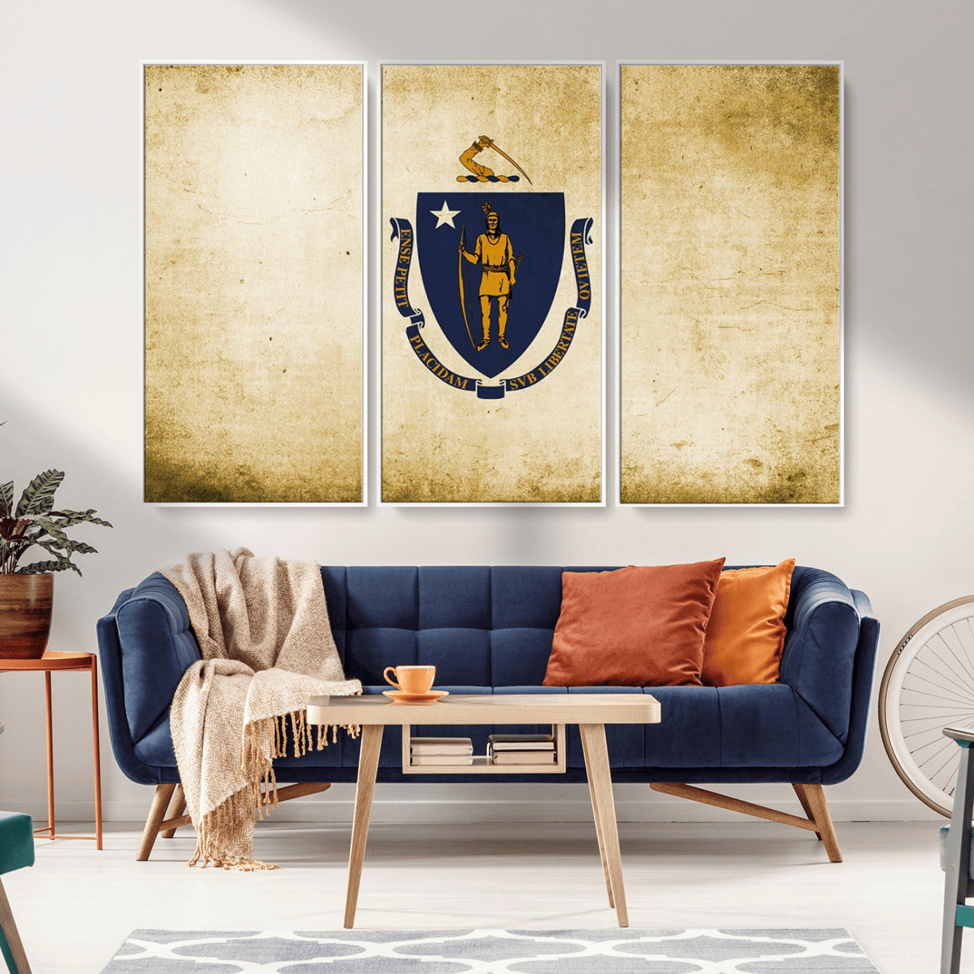 -Massachusetts Flag Wall Art Canvas Print