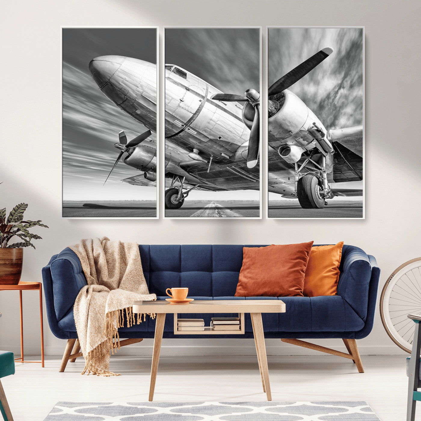 82744-MGV-CV-36X24-Vintage Airplane on Runway Canvas Print
