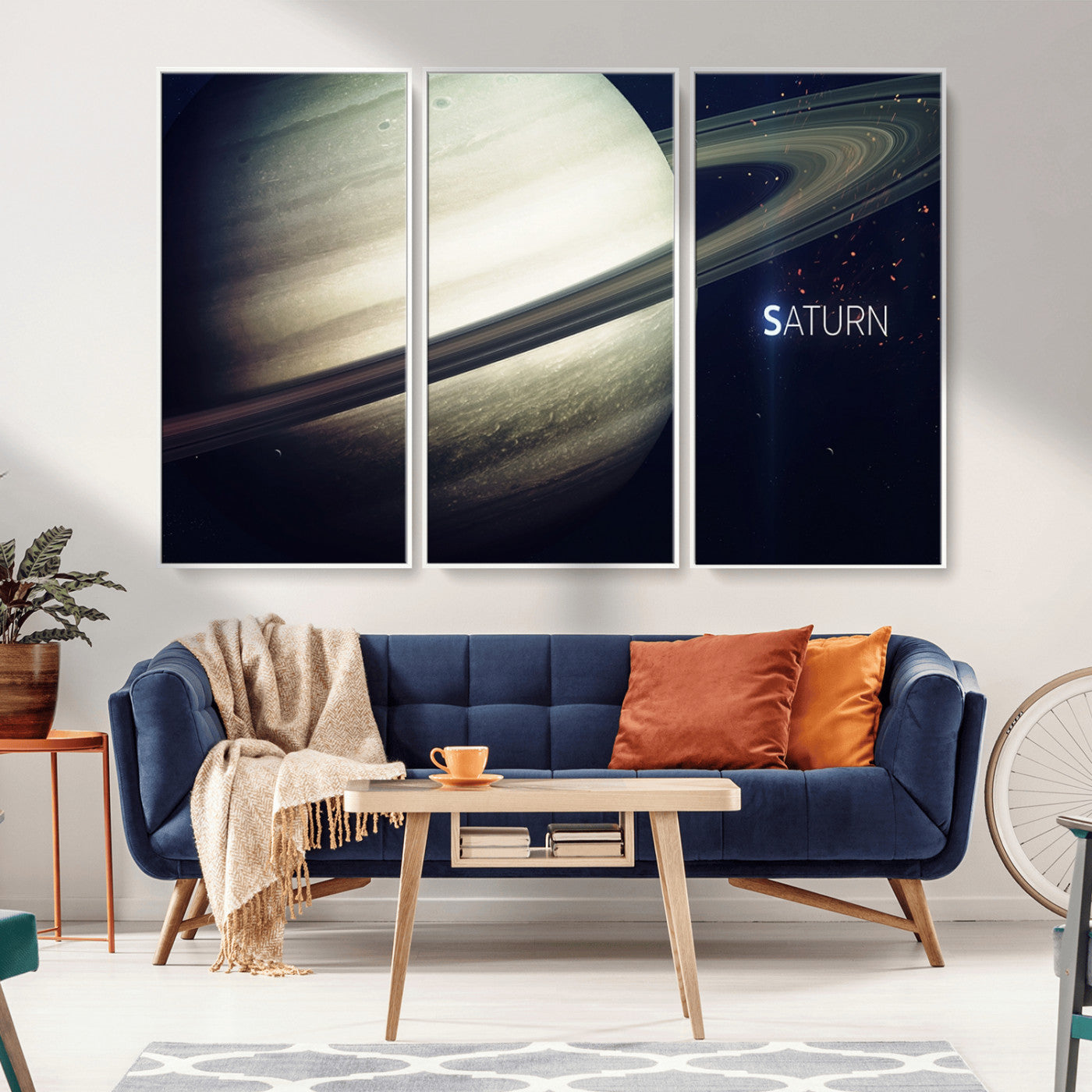 -Framed Saturn Wall Art Canvas Print