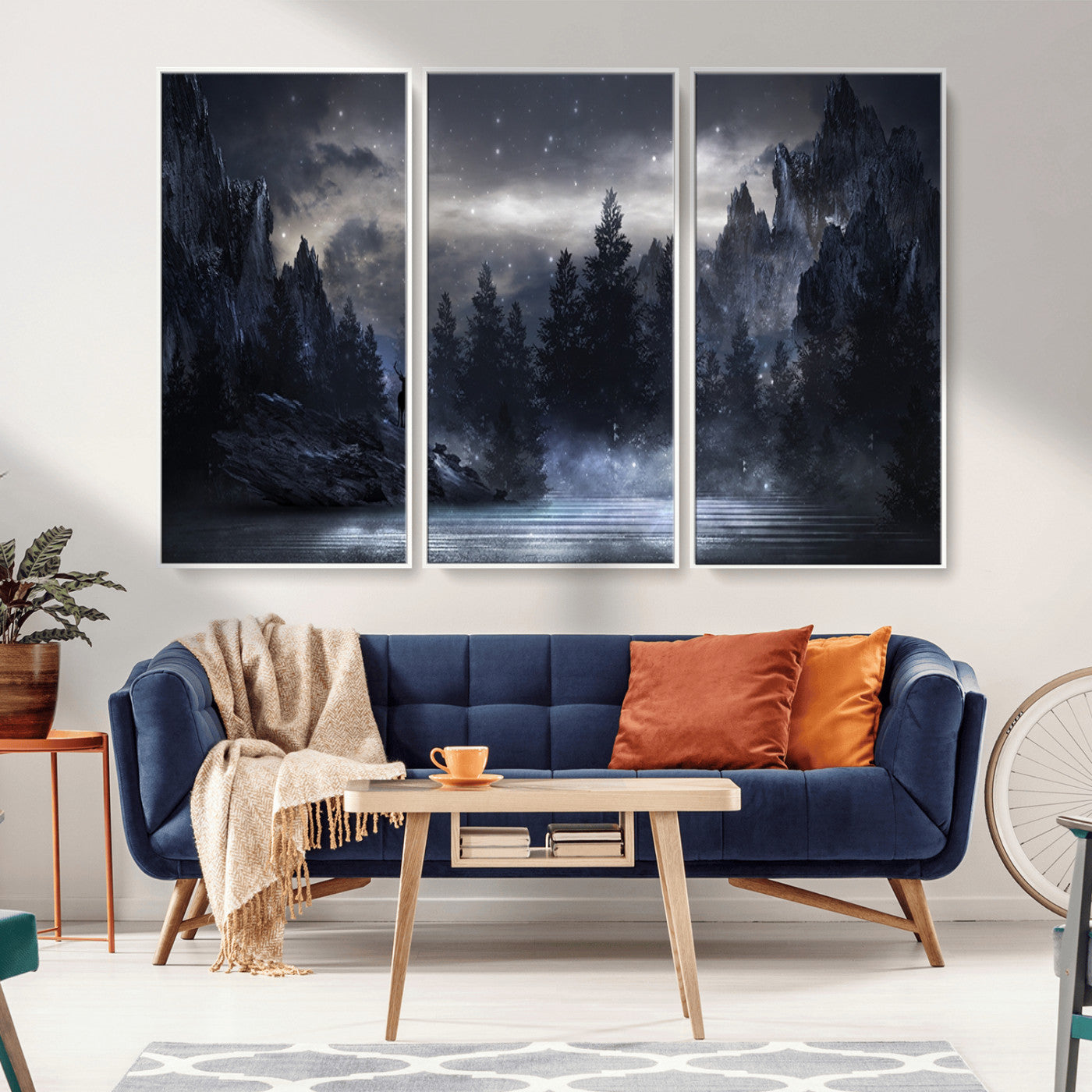 55385-MGV-CV-36X24-Night Landscape and Trees Wall Art Canvas Print