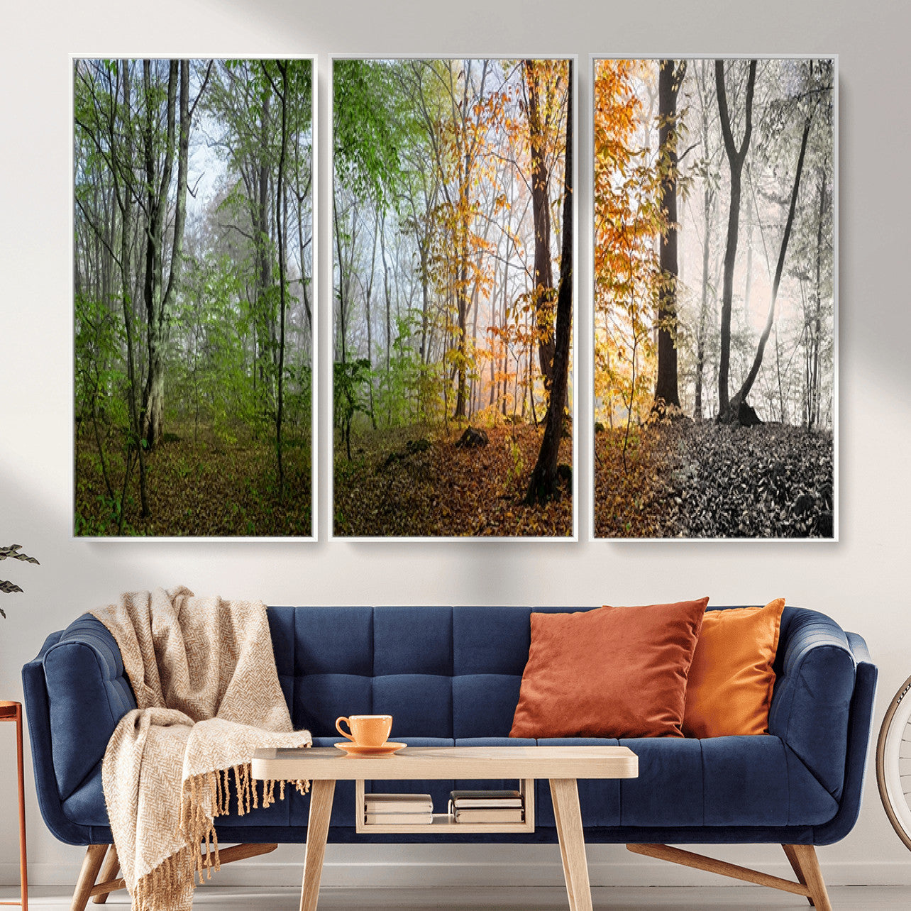 95317-MGV-CV-36X24 - Four Seasons Wall Art Forest Canvas Print – Triptych Seasonal Nature Print – Landscape Decor for Living Room