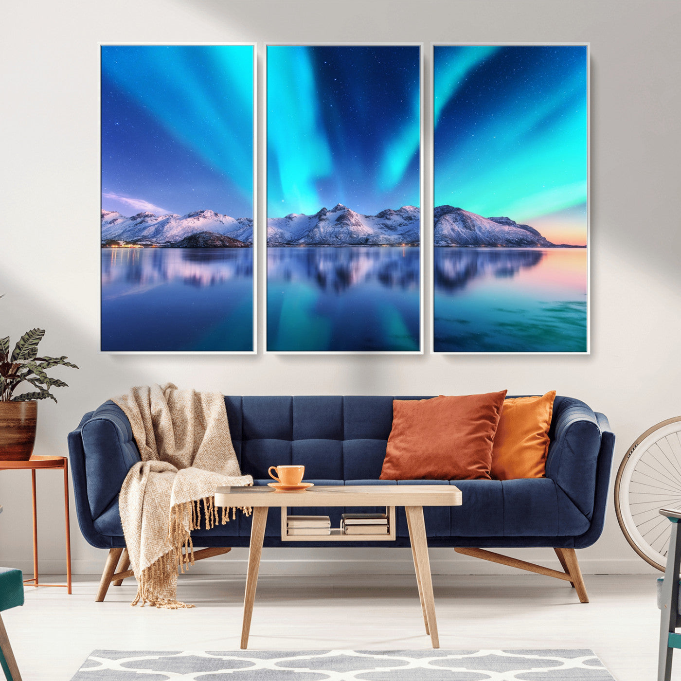 -Northern Lights above Mountain Wall Art, Northern Lights Wall Art Canvas Print