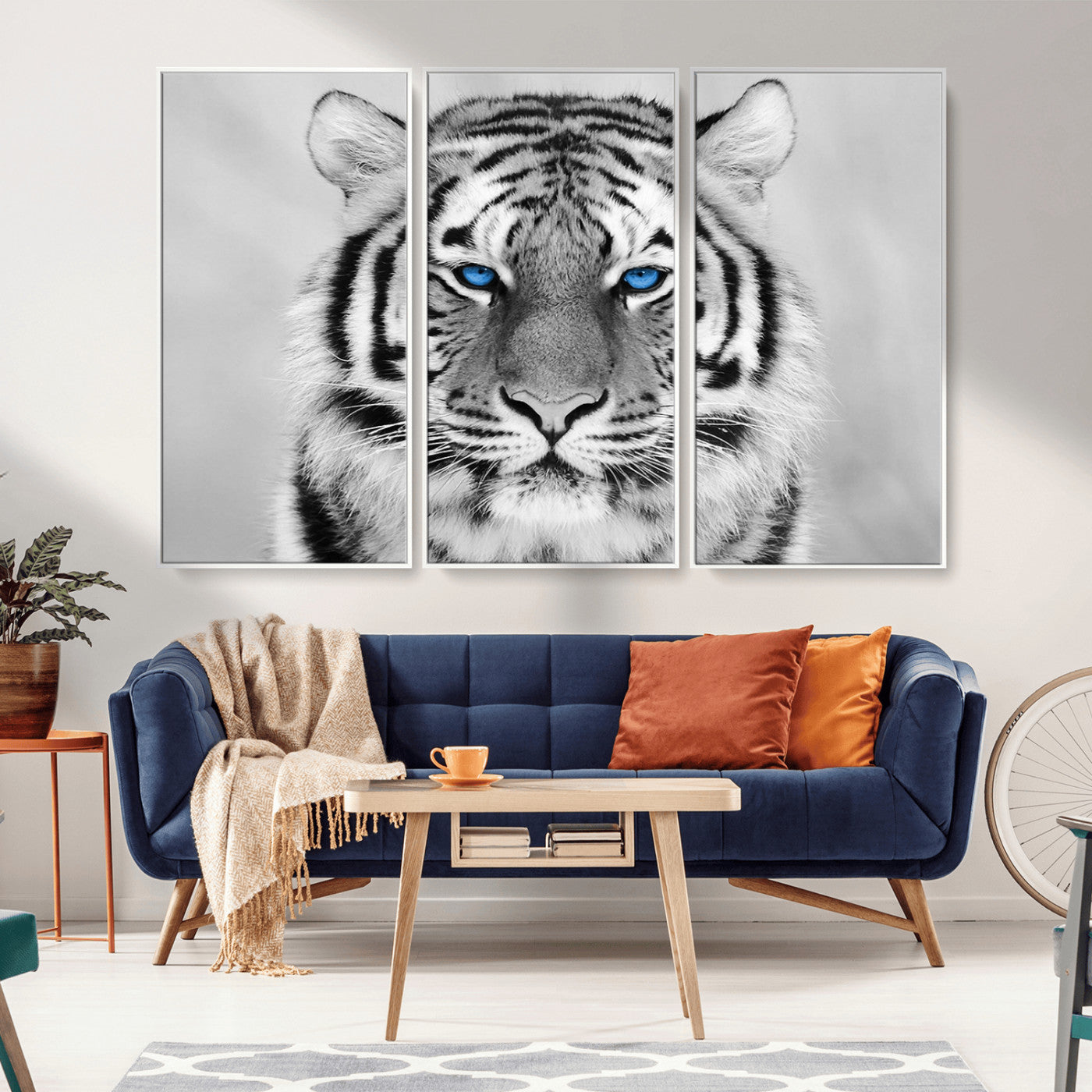 -Black and White Tiger Wall Art Animal Canvas Print