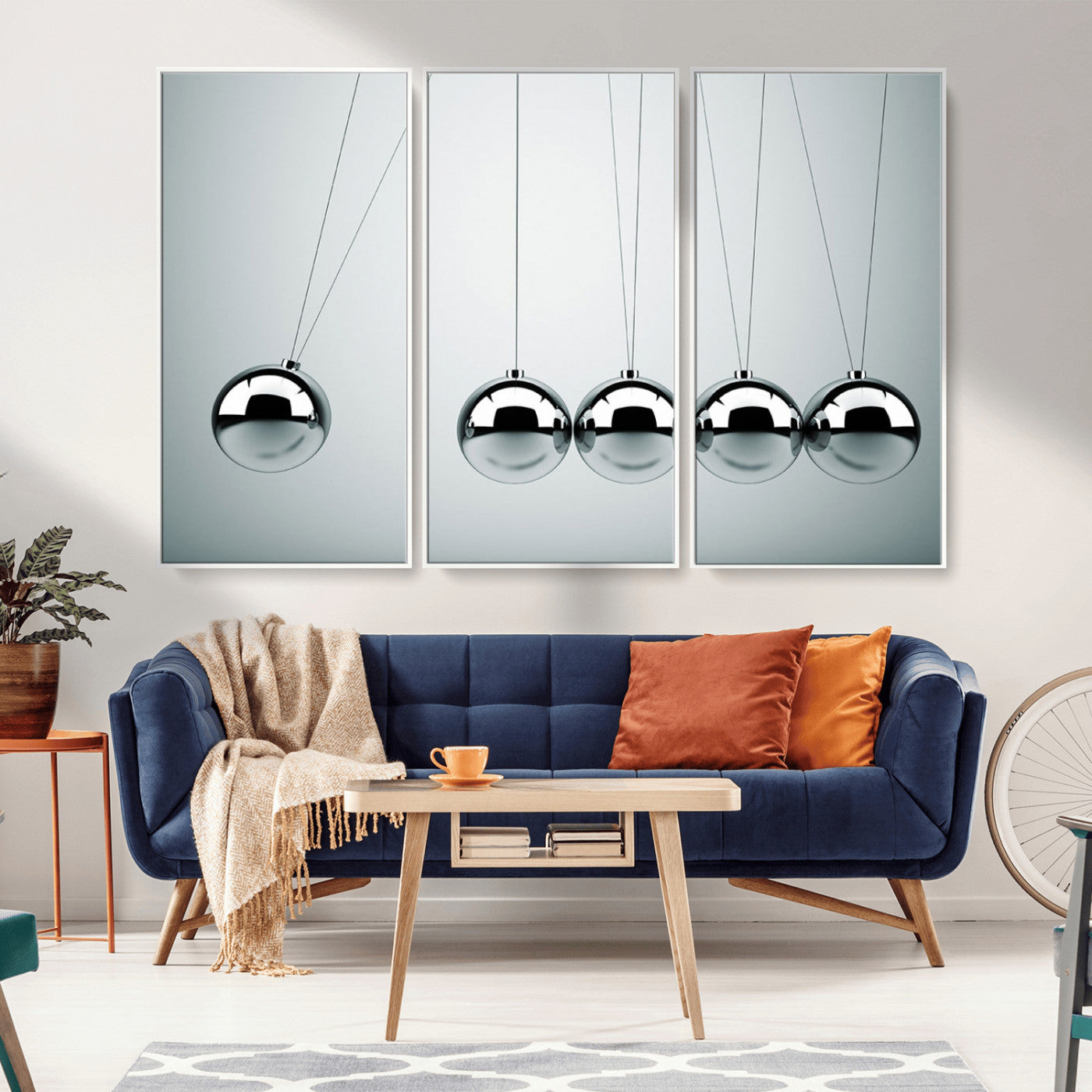 -Newton's Cradle Wall Art Canvas Print, Framed Newton Cradle Wall Art