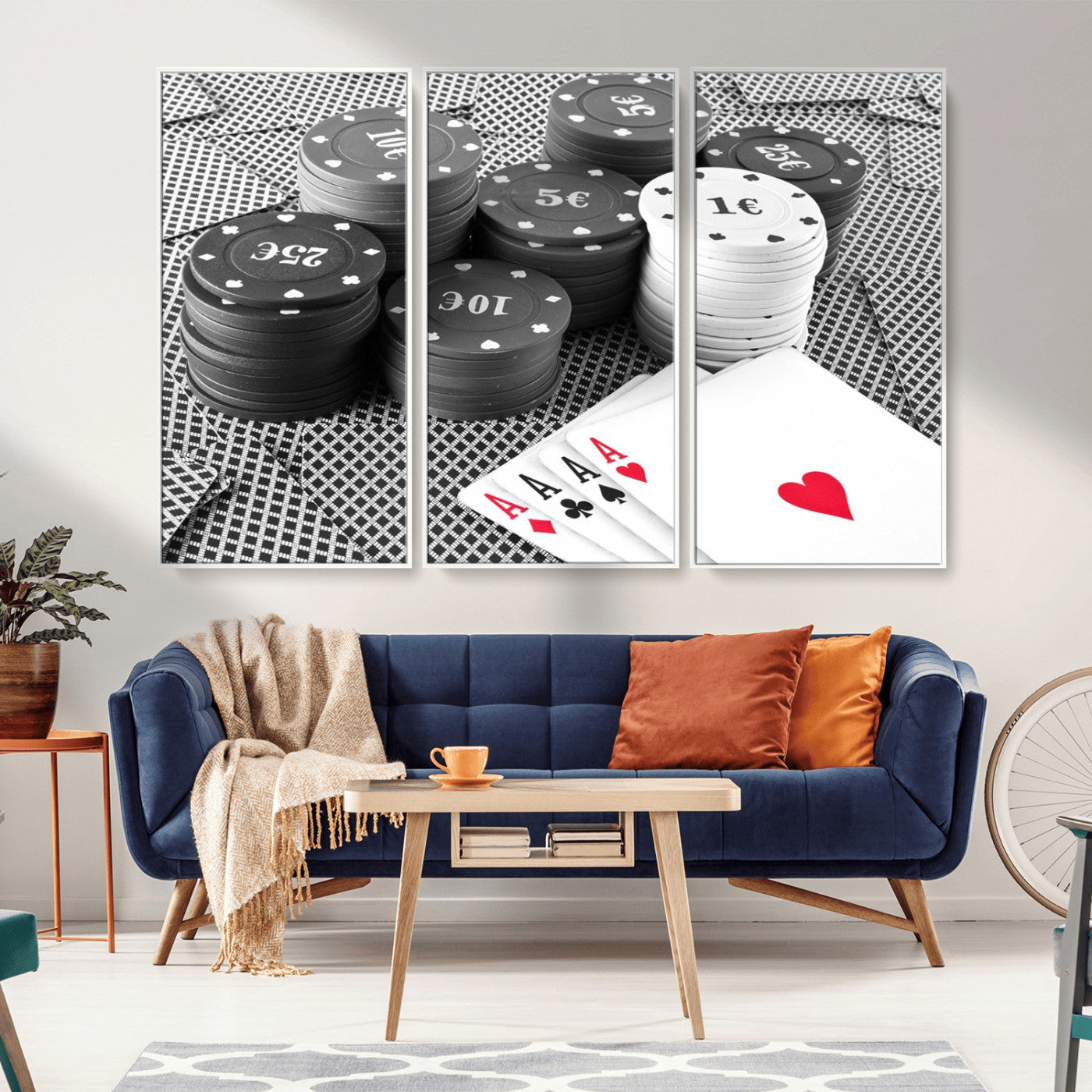 -Poker Game Cards Wall Art Canvas, Multi Panel Wall Art Canvas Print