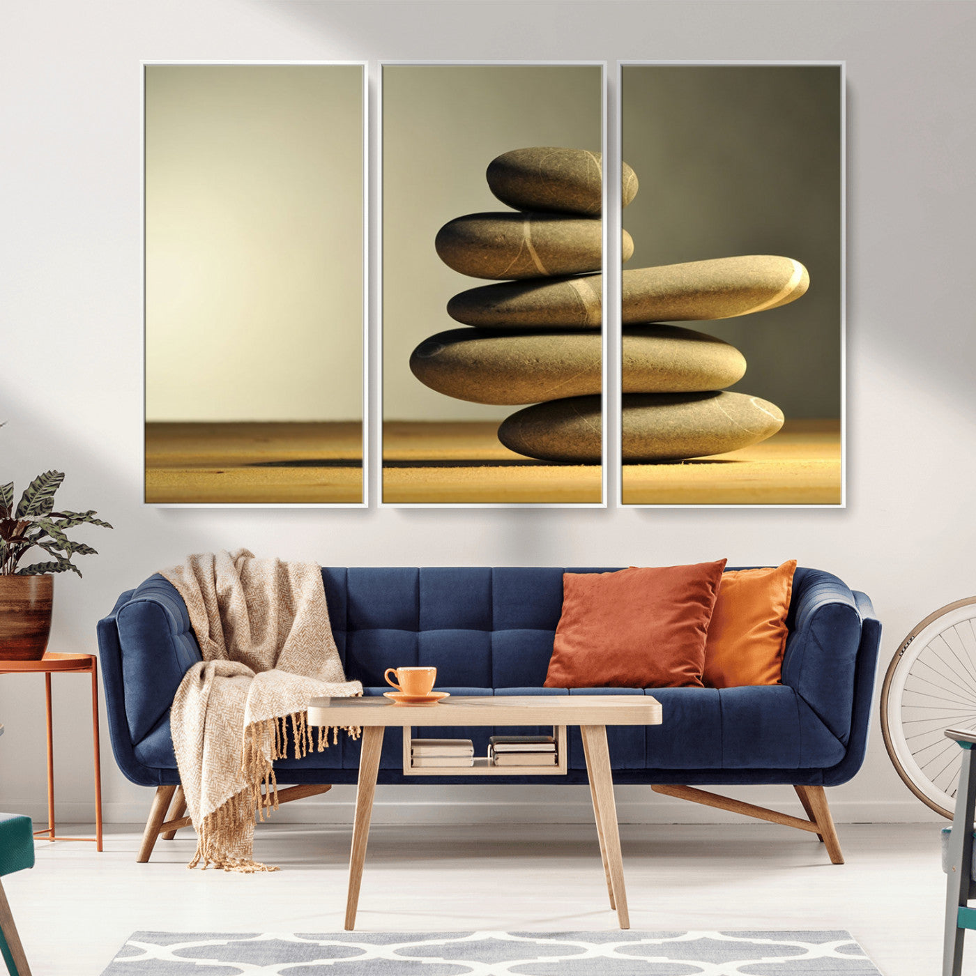 -Fluvial Zen Stones Canvas Wall Art Print