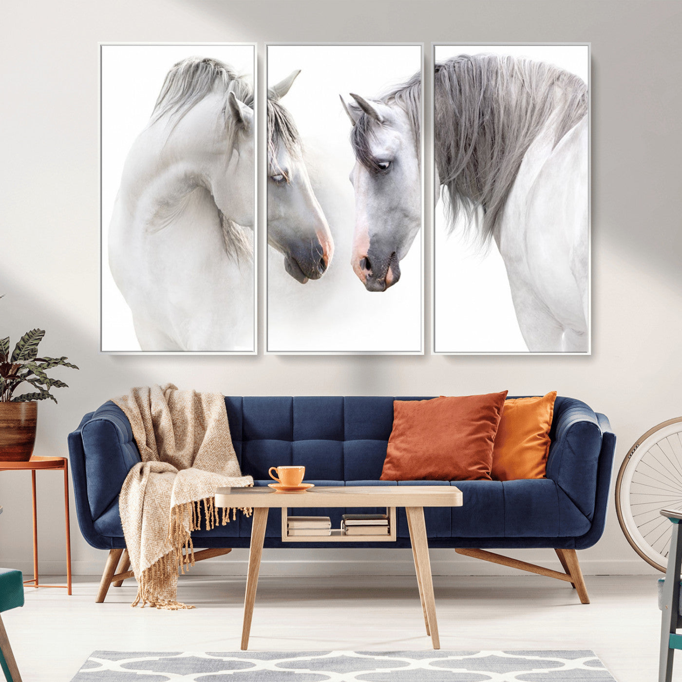 -White Horse Wall Art Animal Canvas Print