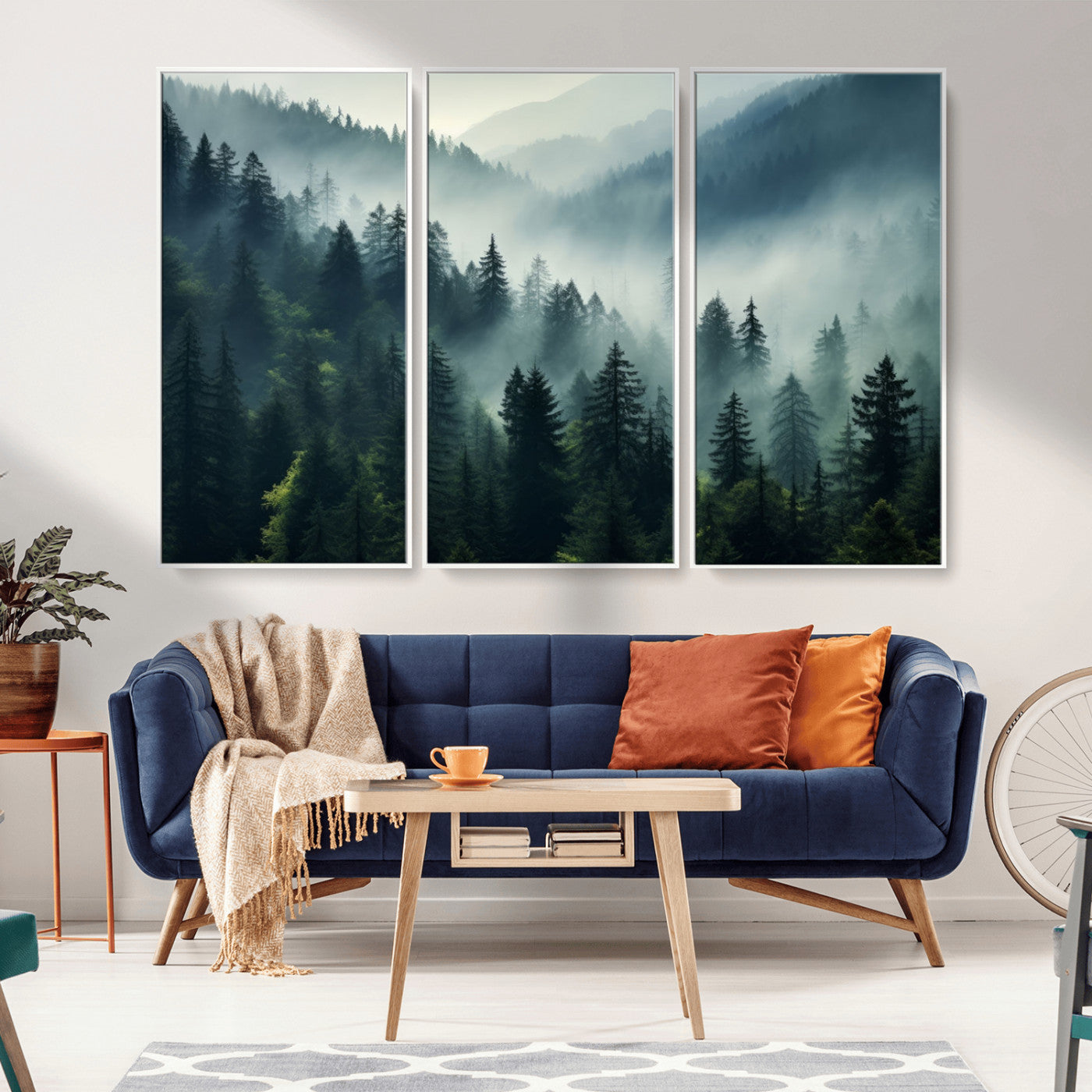 -Captivating Misty Forest Wall Art Premium Canvas Print a Foggy and Serene Atmosphere Art
