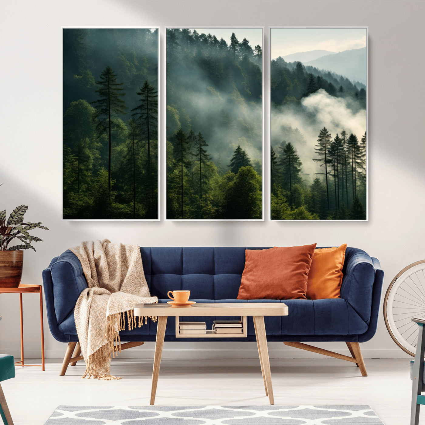 -Misty Forest Wall Art Premium Canvas Print a Foggy and Serene Atmosphere