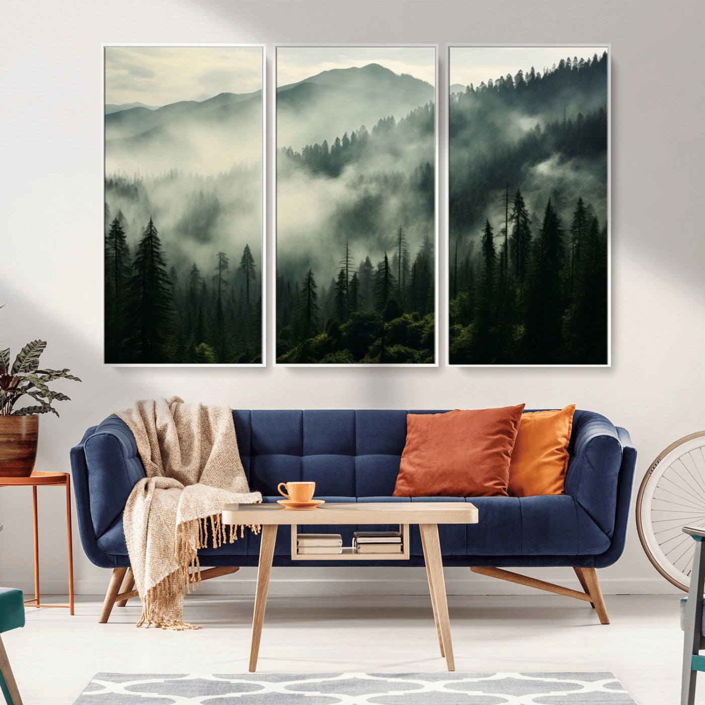 -Captivating Misty Forest Wall Art Premium Canvas Print a Foggy and Serene Atmosphere