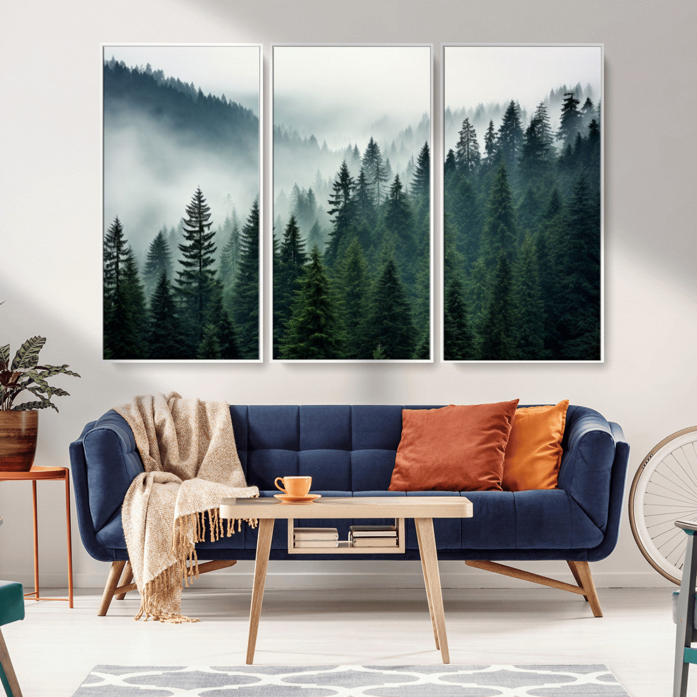 -Captivating Misty Forest Wall Art Premium Canvas Print, Foggy and Serene Atmosphere Canvas Print