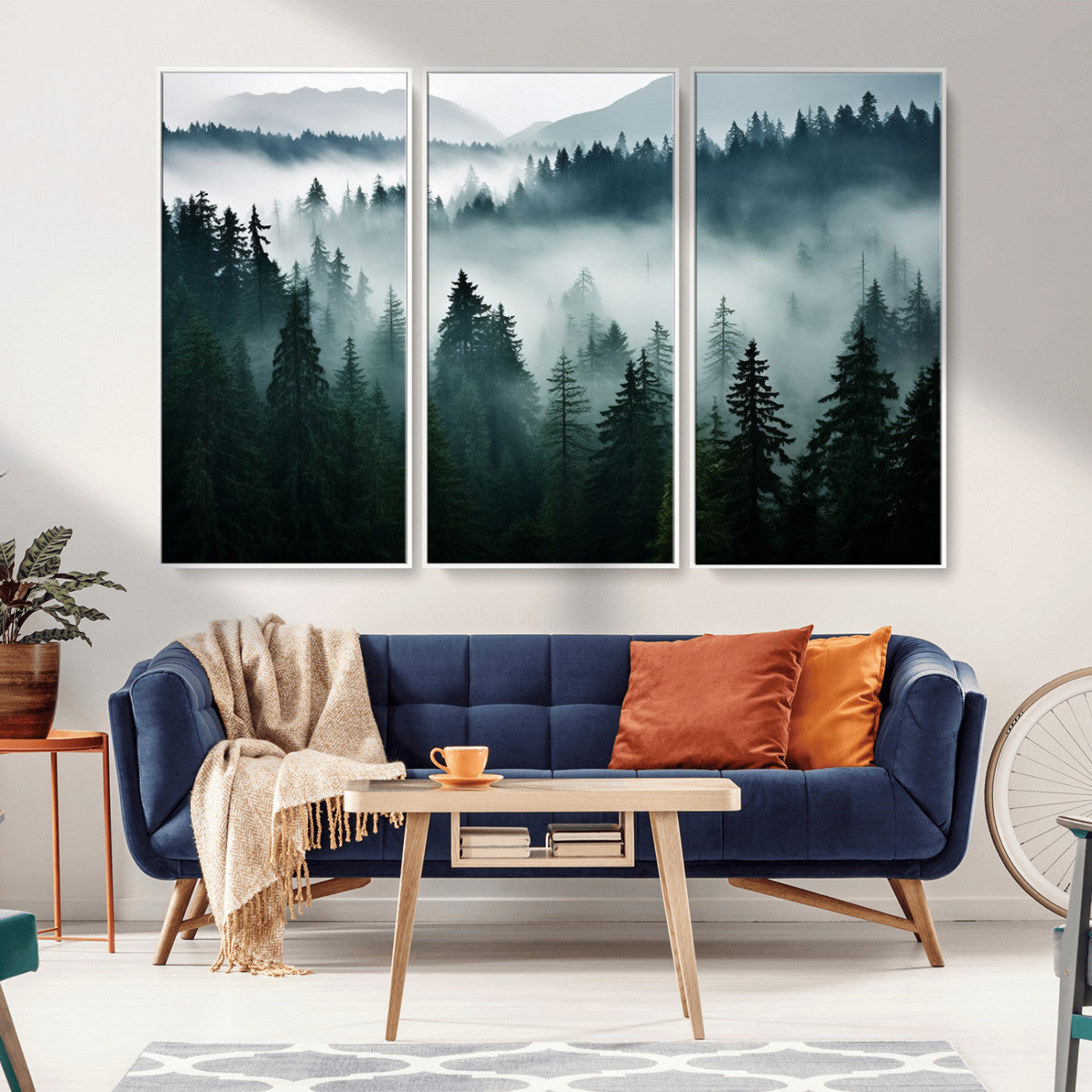 -Captivating Misty Forest Wall Art Canvas, Premium Canvas Print a Foggy and Serene Atmosphere