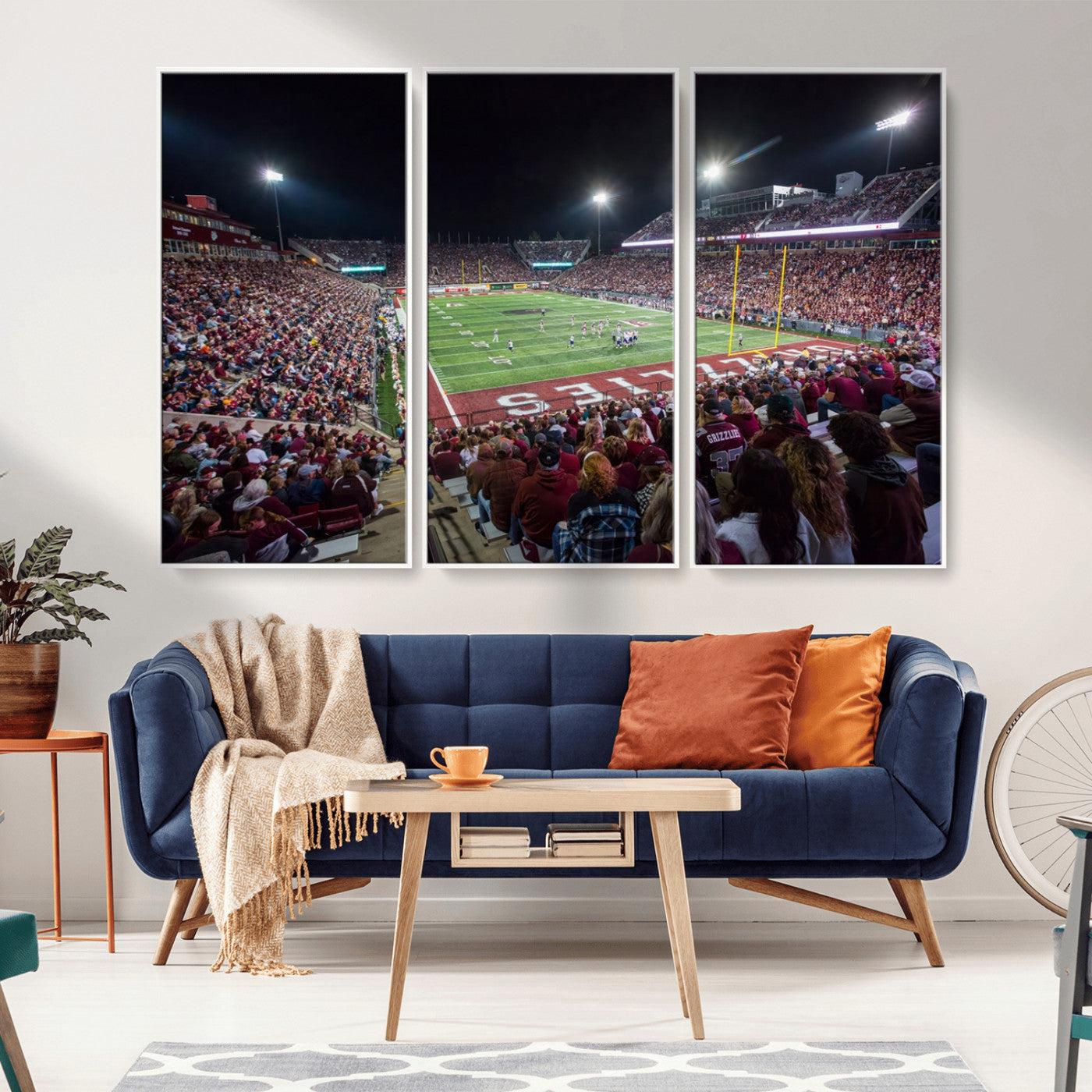 -American Football Wall Art Canvas Print Framed Stadium Sport Wall Art Print Iconic Game Day Decor for Home, Office