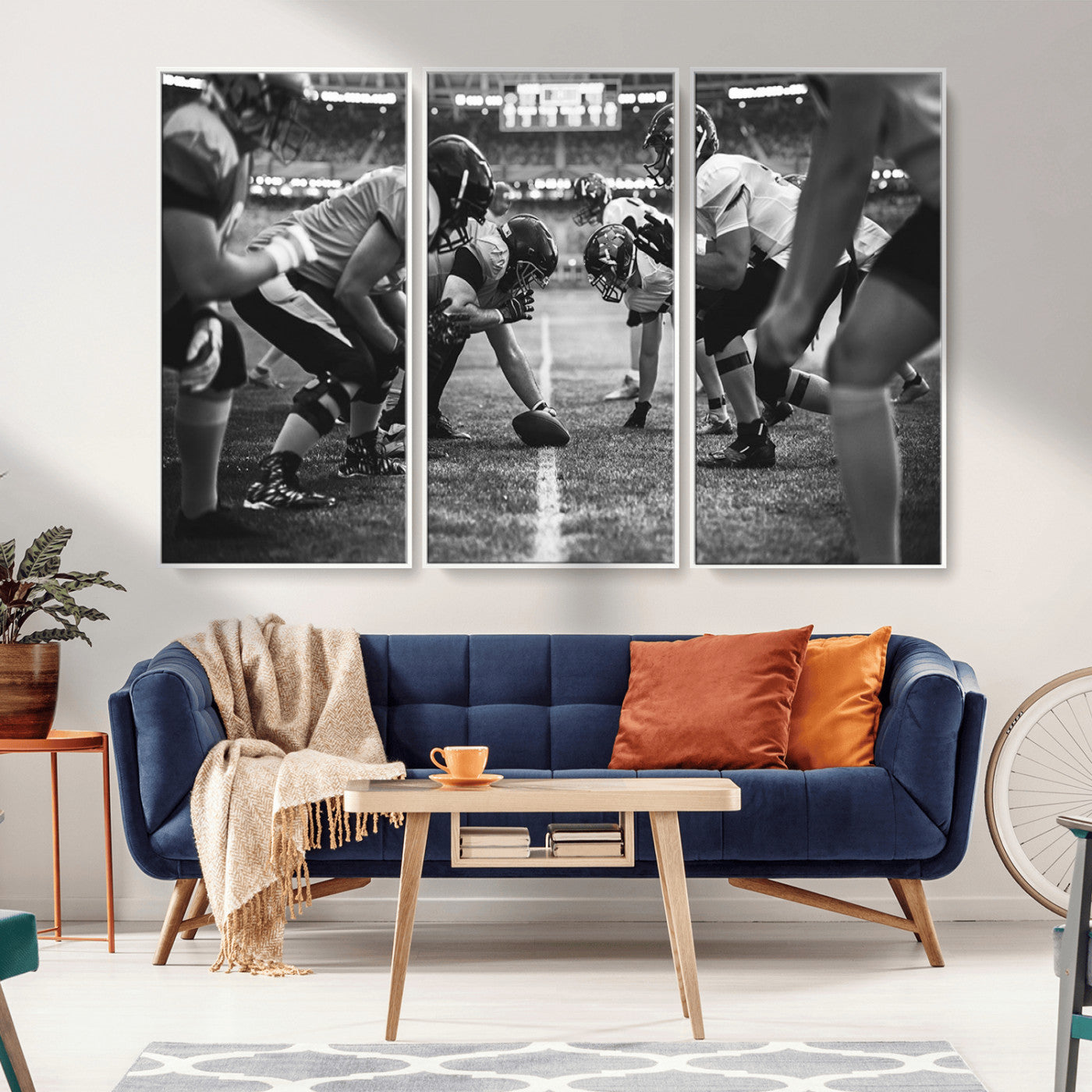 -American Football Wall Art Canvas Print Framed Stadium Sport Wall Art Iconic Game Day Decor for Home, Office