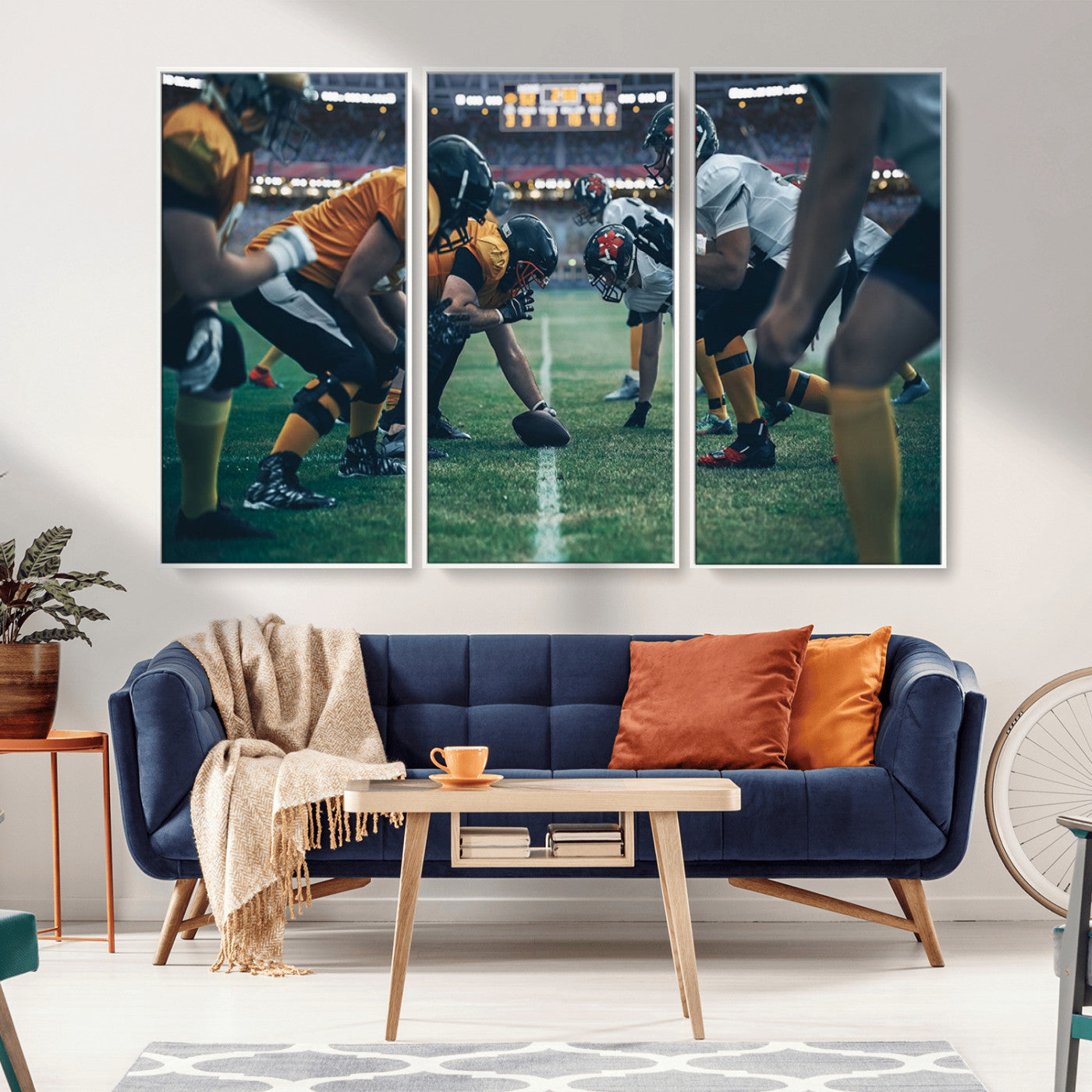 -American Football Playing Wall Art Canvas Print