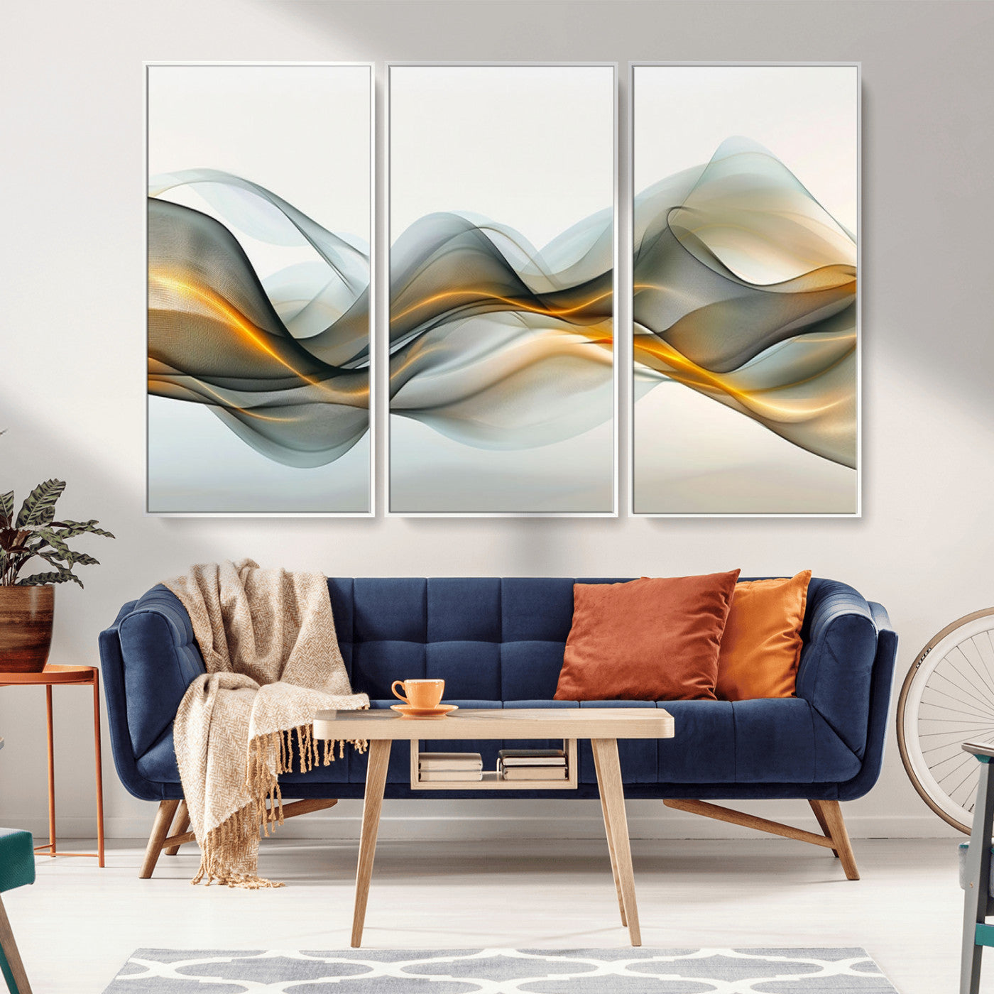ES1001-MGV-CV-36X24-Abstract Wave Canvas Wall Art – Fluid Contemporary Elegance in Motion – Ready to Hang