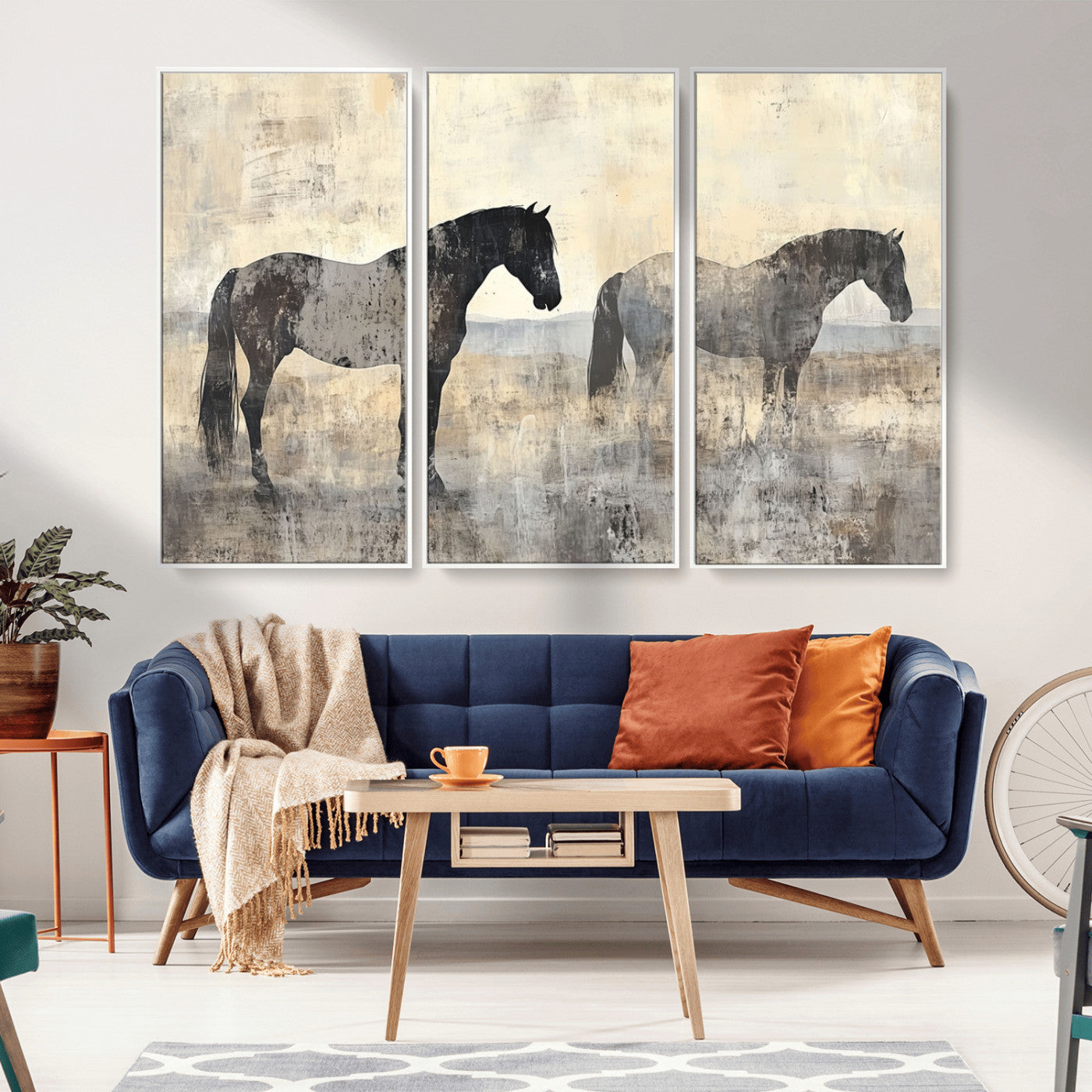 -Vintage Horses Wall Art Canvas Print