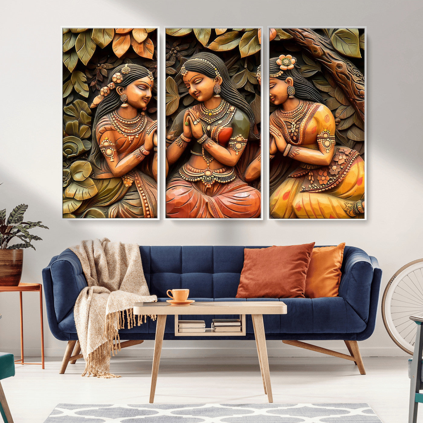 12926-MGV-CV-36X24-Indian Woman Statue Wall Art Canvas Print
