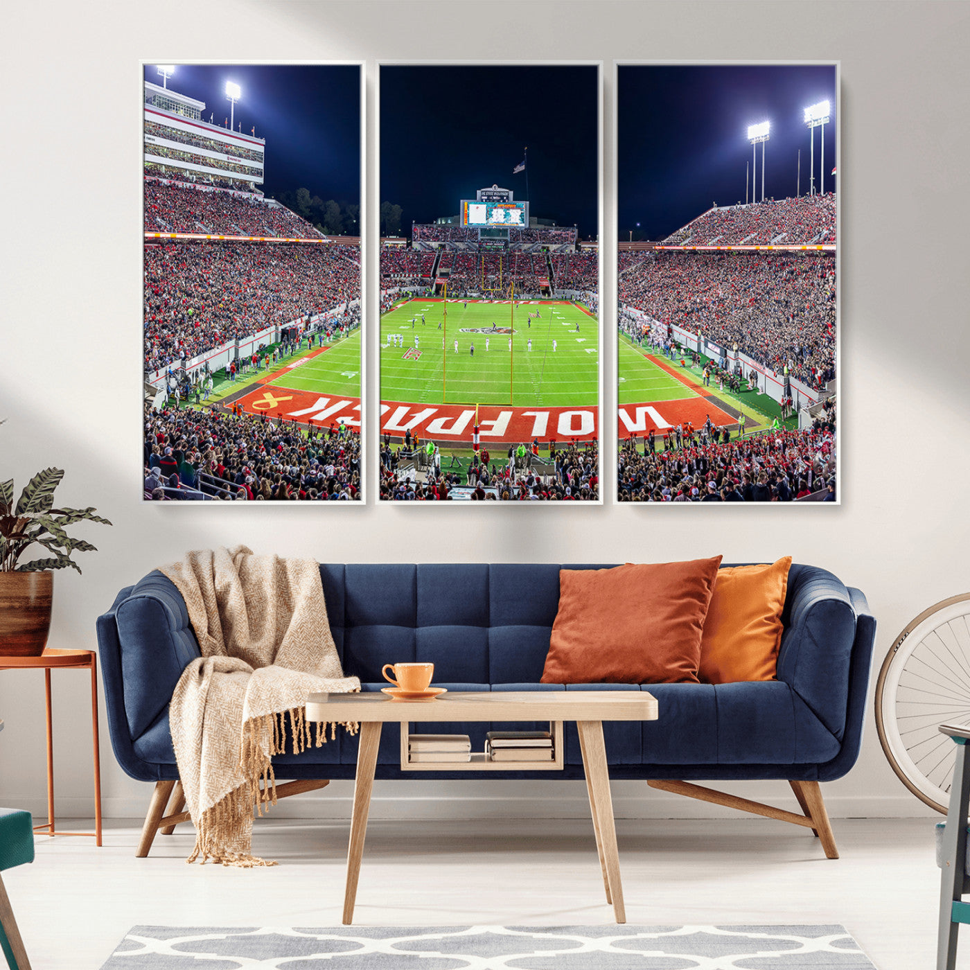 80943-MGV-CV-36X24-Wolfpack Football Team Print - Raleigh Carter-Finley Stadium Wall Art Canvas Print