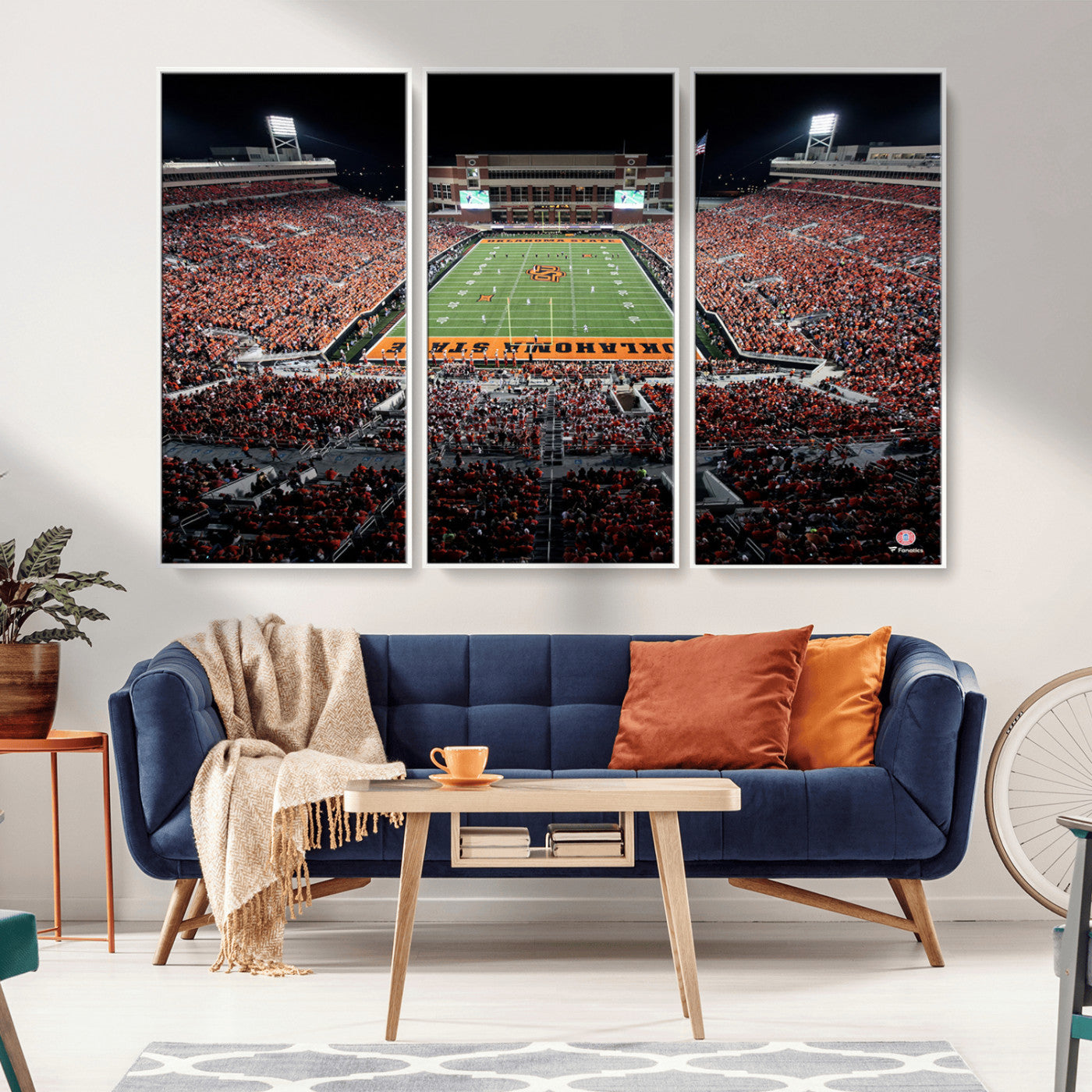 81675-MGV-CV-36X24-Boone Pickens Stadium Wall Art Oklahoma State Cowboys Print Framed Sports Canvas Art for Home, Office, Living Room