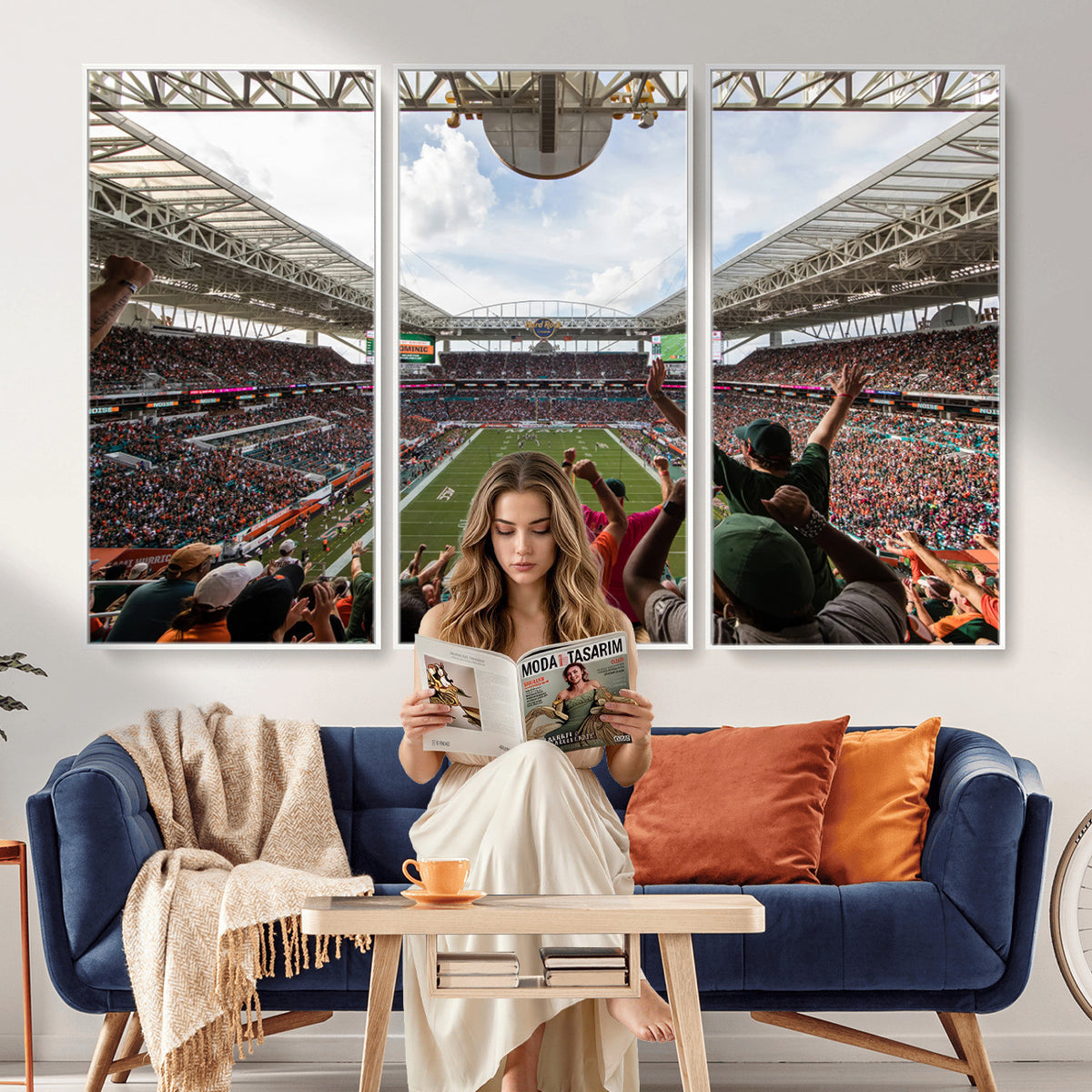 66239-PAN-FL-20X10 - Miami Hurricanes Football Team Wall Art Print - Miami Hard Rock Stadium Wall Art Canvas Print
