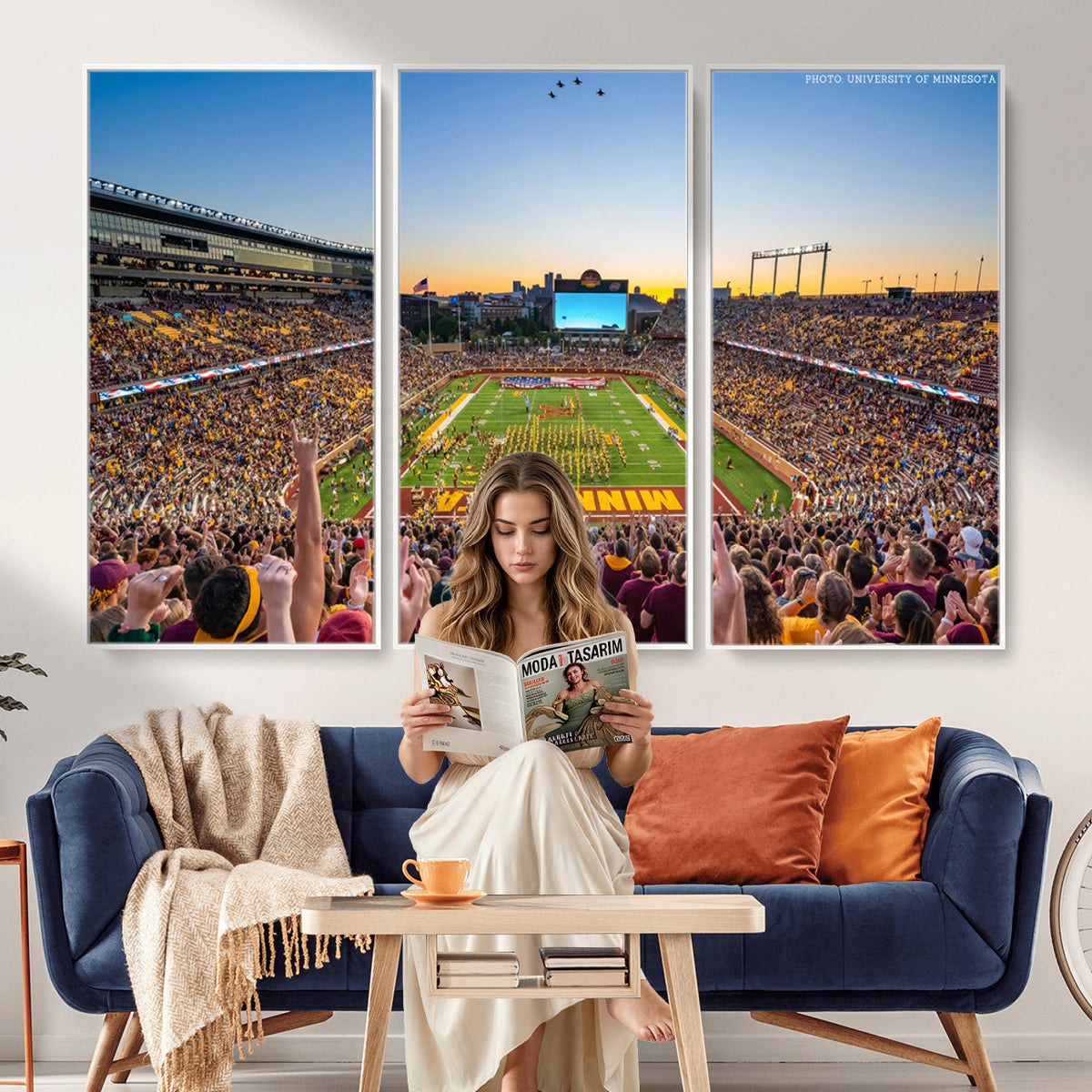 63452-PAN-FL-20X10 - University of Minnesota Golden Gophers Football Team Print - Minneapolis Huntington Bank Stadium
