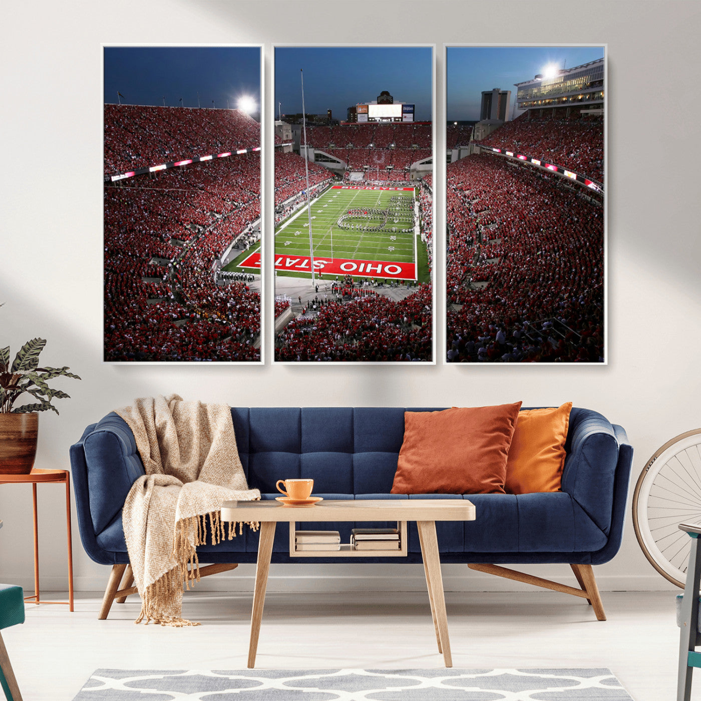 98743-MGV-CV-36X24-Ohio State University Buckeyes Football Team Print - Columbus Ohio Stadium Wall Art Canvas Print