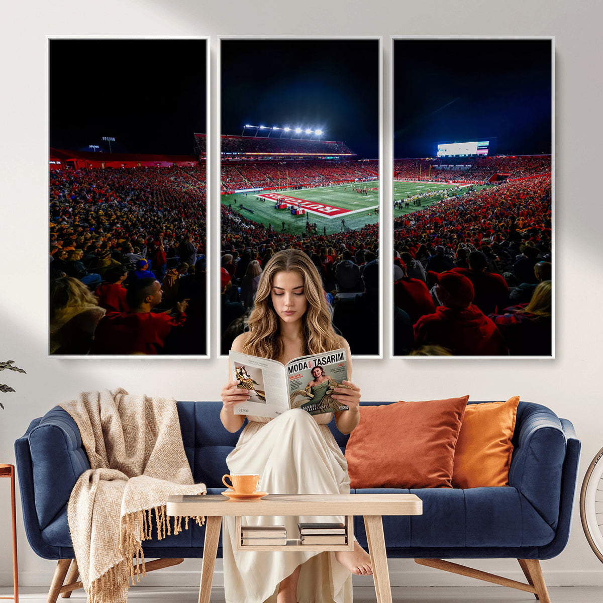 18115-PAN-FL-20X10 - Rutgers Scarlet Knights Football Team Print - SHI Stadium, Piscataway Wall Art Canvas Print
