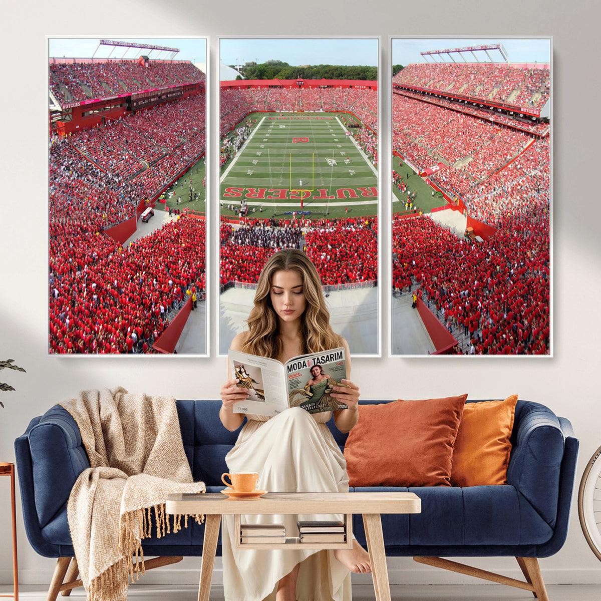 90818-PAN-FL-20X10 - Rutgers Scarlet Knights Football Team Print - Piscataway SHI Stadium Wall Art Canvas Print