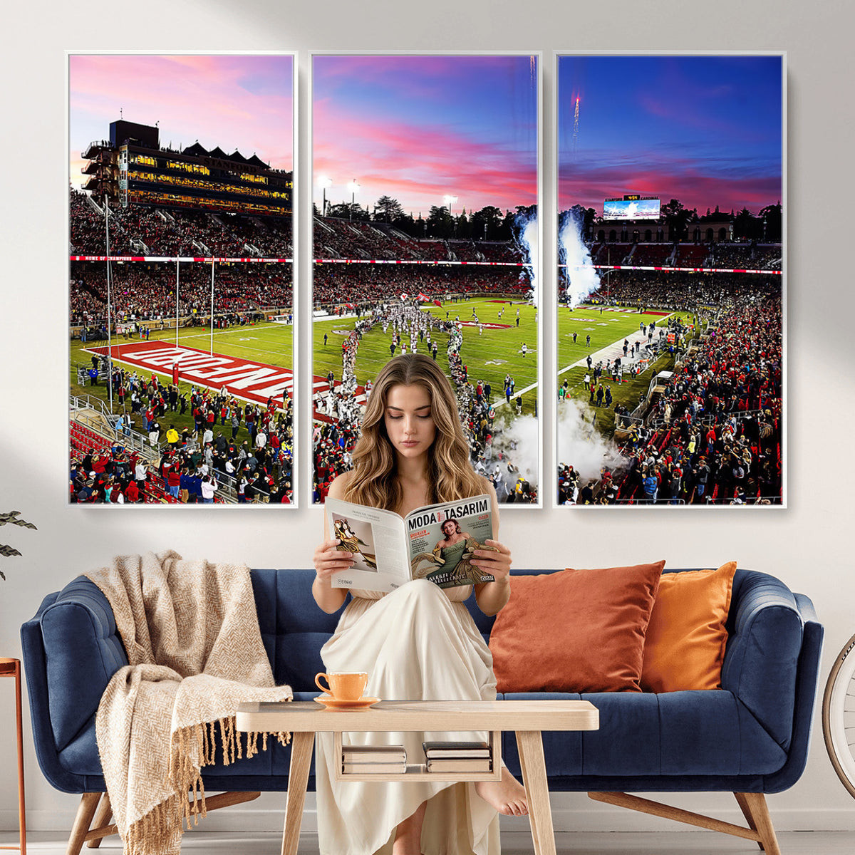 25557-PAN-FL-20X10 - Stanford University Cardinal Football Team Print - Stanford Stadium Wall Art Canvas Print