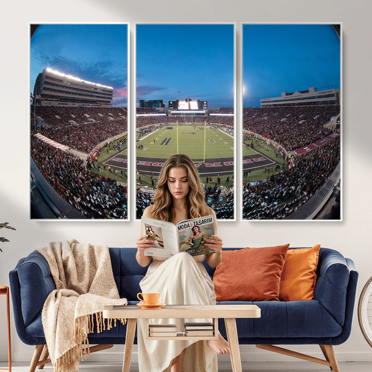 60763-PAN-FL-20X10 - Texas Tech Red Raiders Canvas, Framed Football Team Print - Lubbock Jones AT&T Stadium Wall Art
