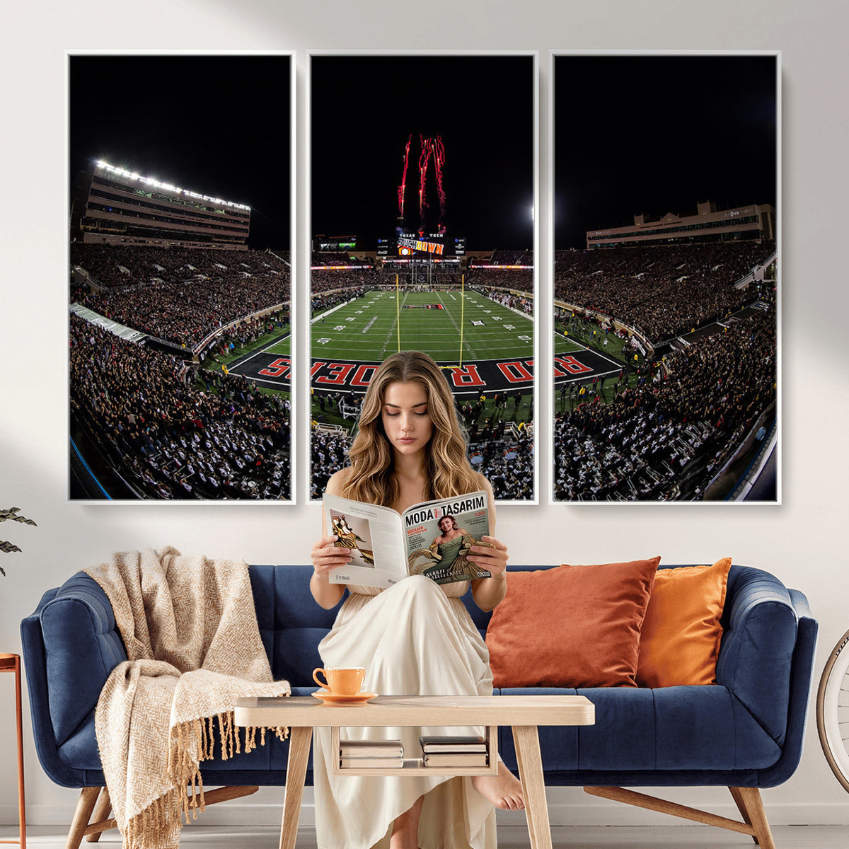 83122-PAN-FL-20X10 - Framed Texas Tech Red Raiders Stadium Canvas, Texas Tech Red Raiders Football Team Print - Lubbock
