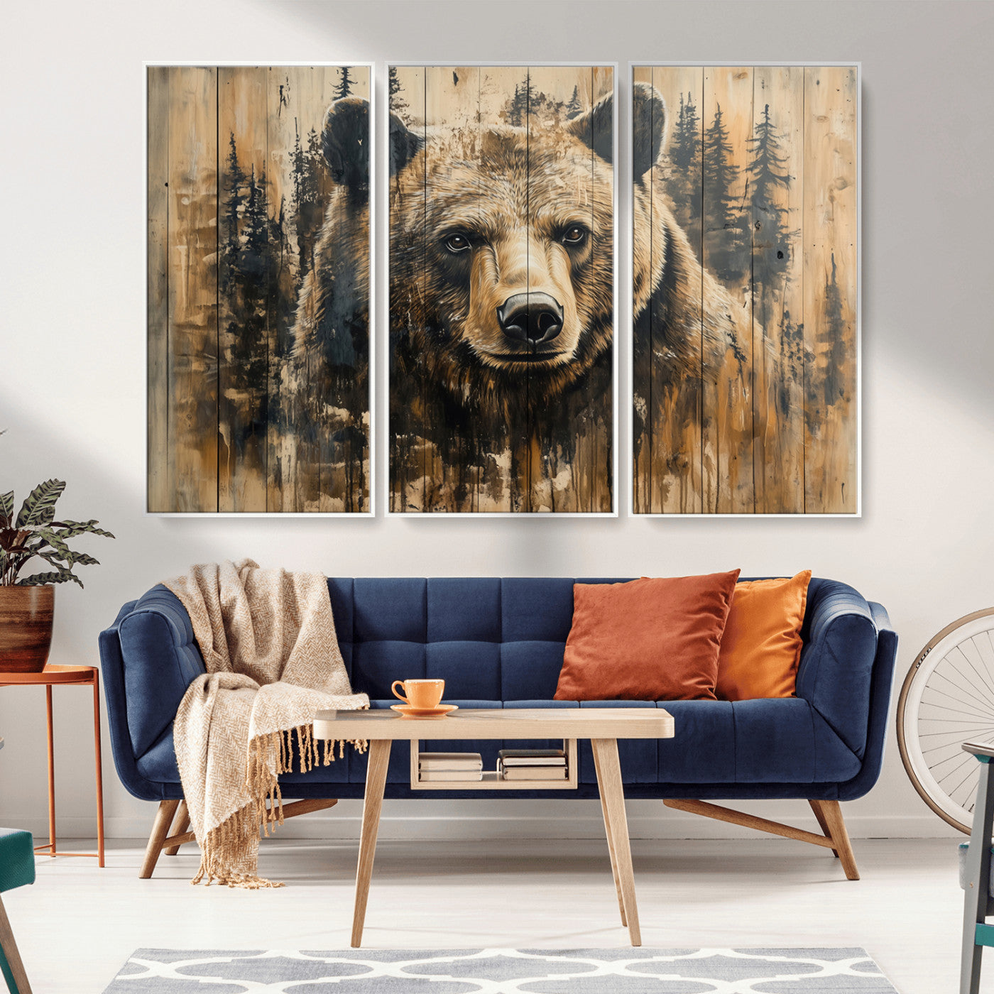 41362-MGV-CV-36X24-Majestic Grizzly 399 Bear Wall Art | 3-Panel Rustic Canvas Print for Living Room, Office, or Cabin
