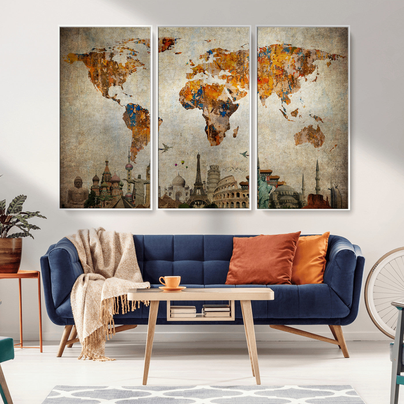 54918-MGV-CV-36X24-Push Pin World Map Canvas Print – Travel Tracker Wall Art for Couples, Perfect Anniversary Gift for Home or Office Decor