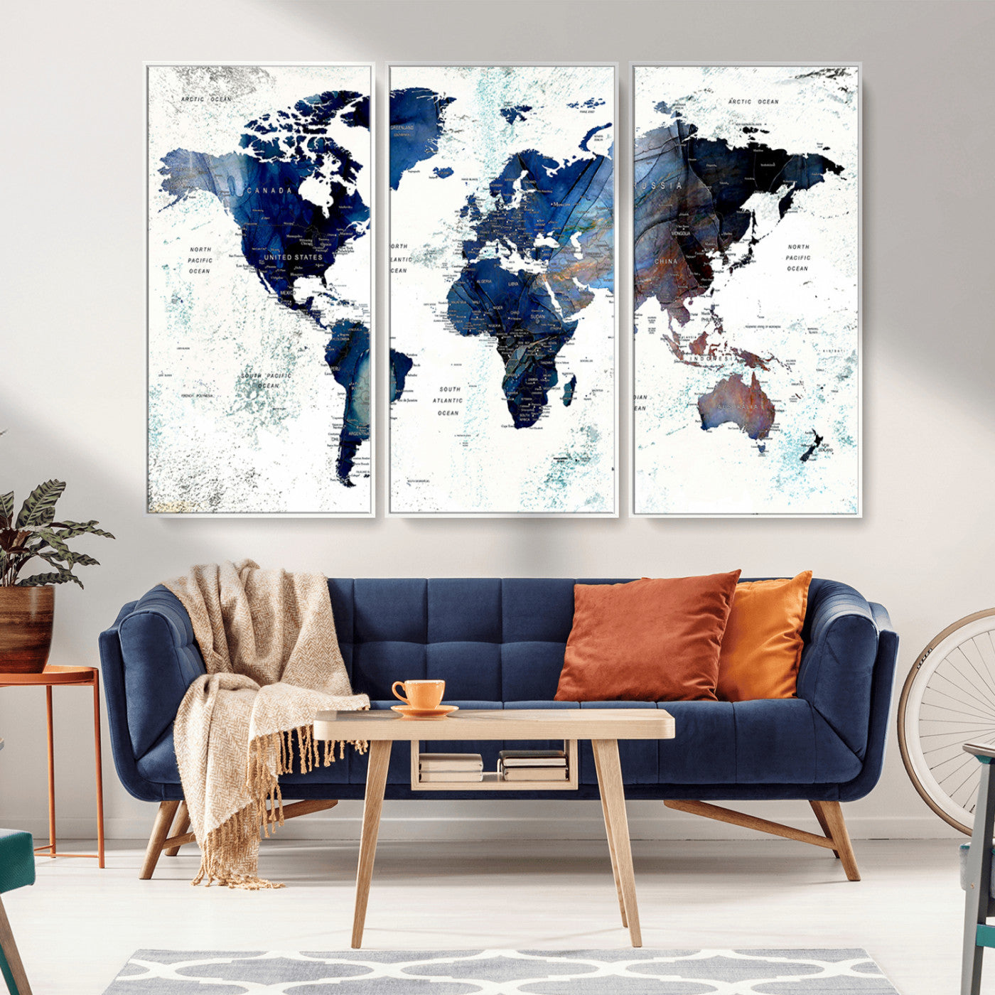 -Push Pin World Map Canvas Print – Travel Tracker Wall Art for Couples, Perfect Anniversary Gift for Home or Office Decor