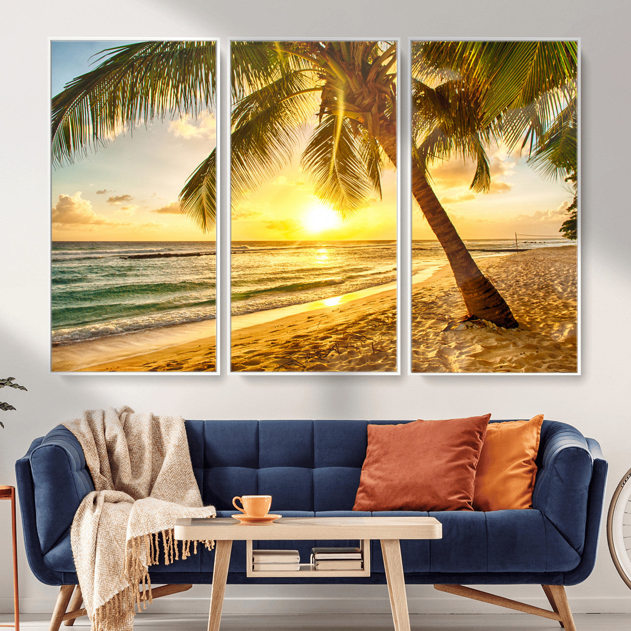 33628-MGV-CV-36X24 - Beach Sunset Canvas Wall Art Print - Tropical Beach Canvas Wall Art Print – Vibrant Palm Trees and