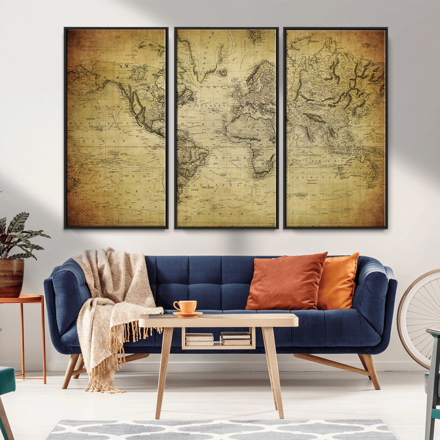 -Push Pin World Map Canvas Print – Travel Tracker Wall Art for Couples, Perfect Anniversary Gift for Home or Office Decor