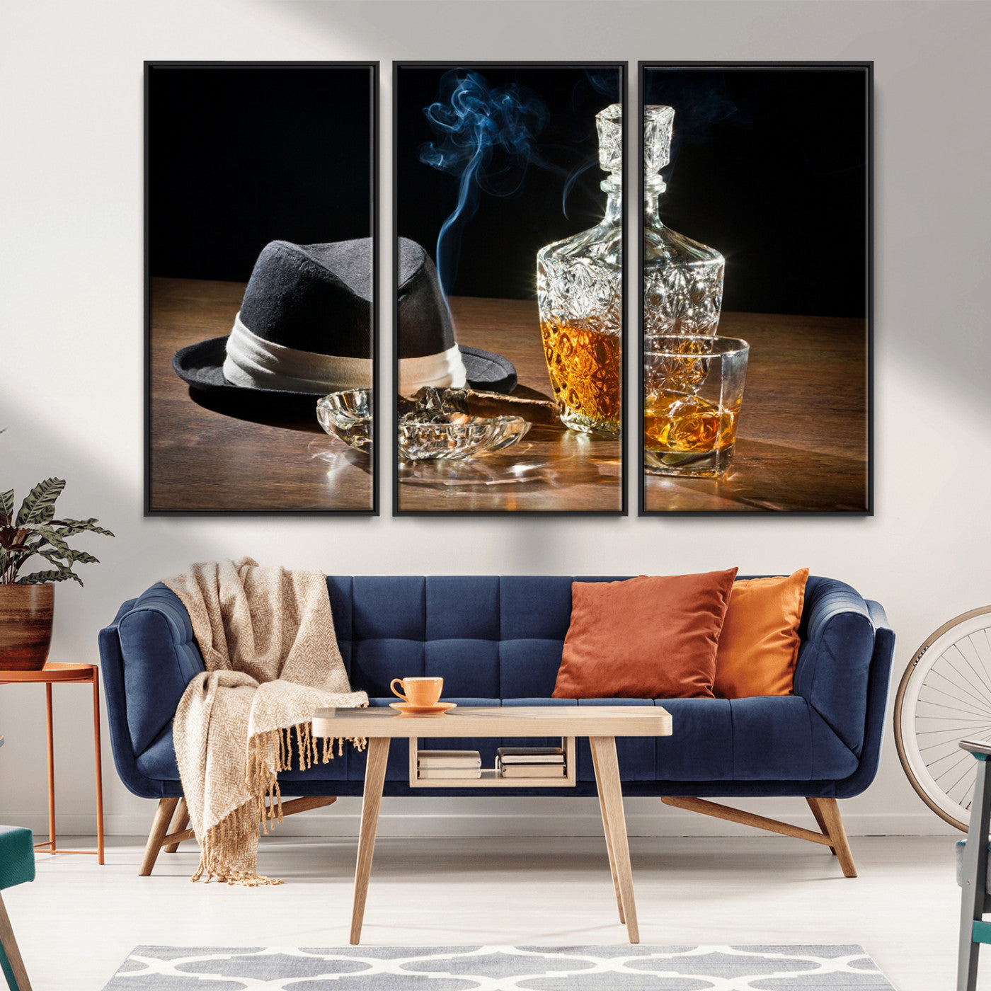 14629-MGV-FC-48X32-3P-Extra Large Bourbon Decor Whiskey Wall Art Canvas Print