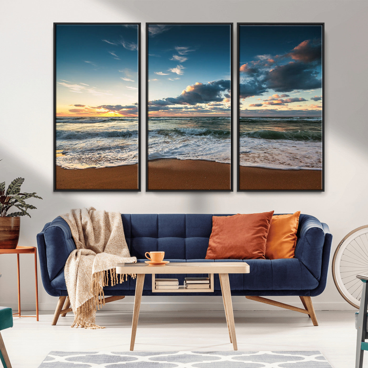 -Ocean Beach Wall Art Canvas Print Sunset Artwork Print Coastal Wall Art