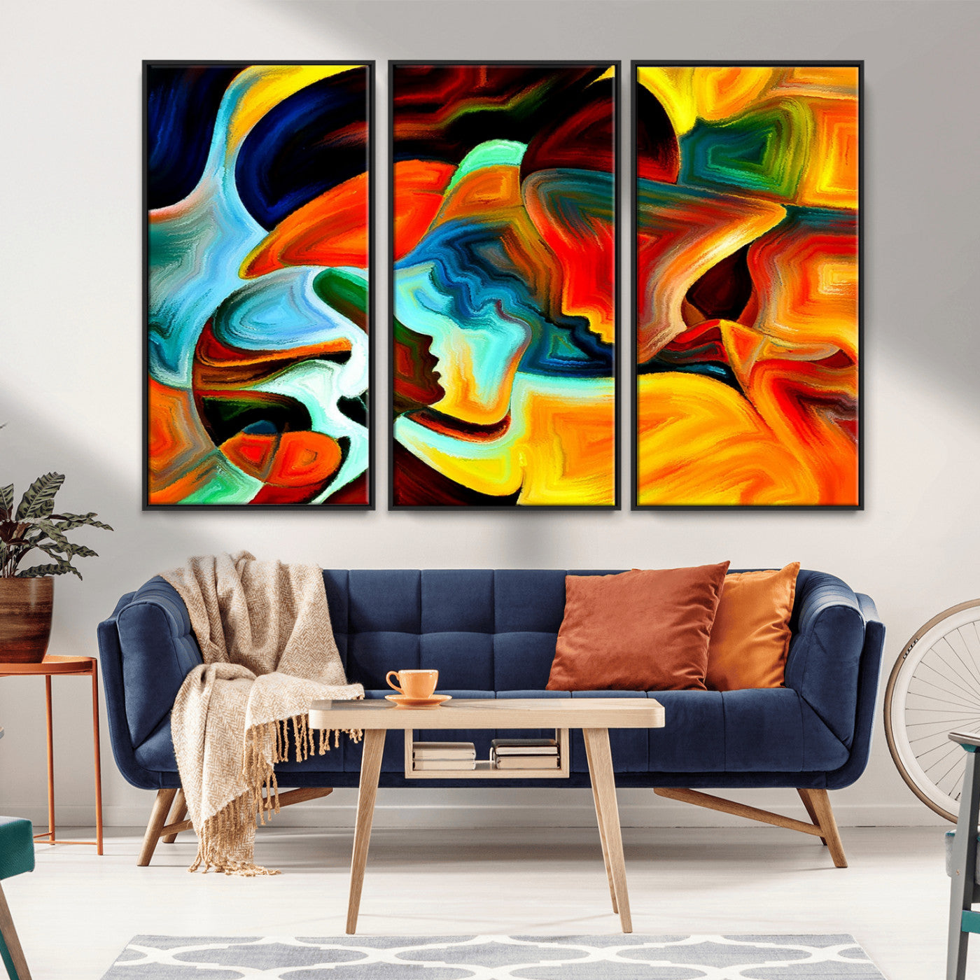 70242-MGV-CV-36X24-Human Love Figures Abstract Wall Art Canvas Print