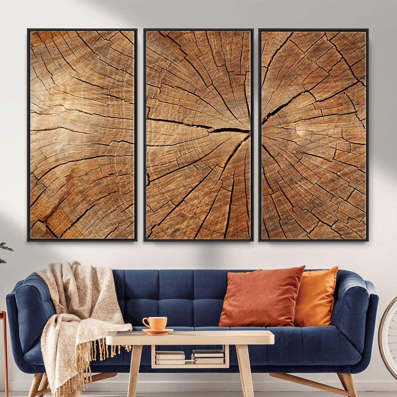 61710-MGV-CV-36X24 - Tree Ring Canvas Art, Rustic Wood Grain Wall Art, Tree Slice Decor for Modern Homes, Giclee