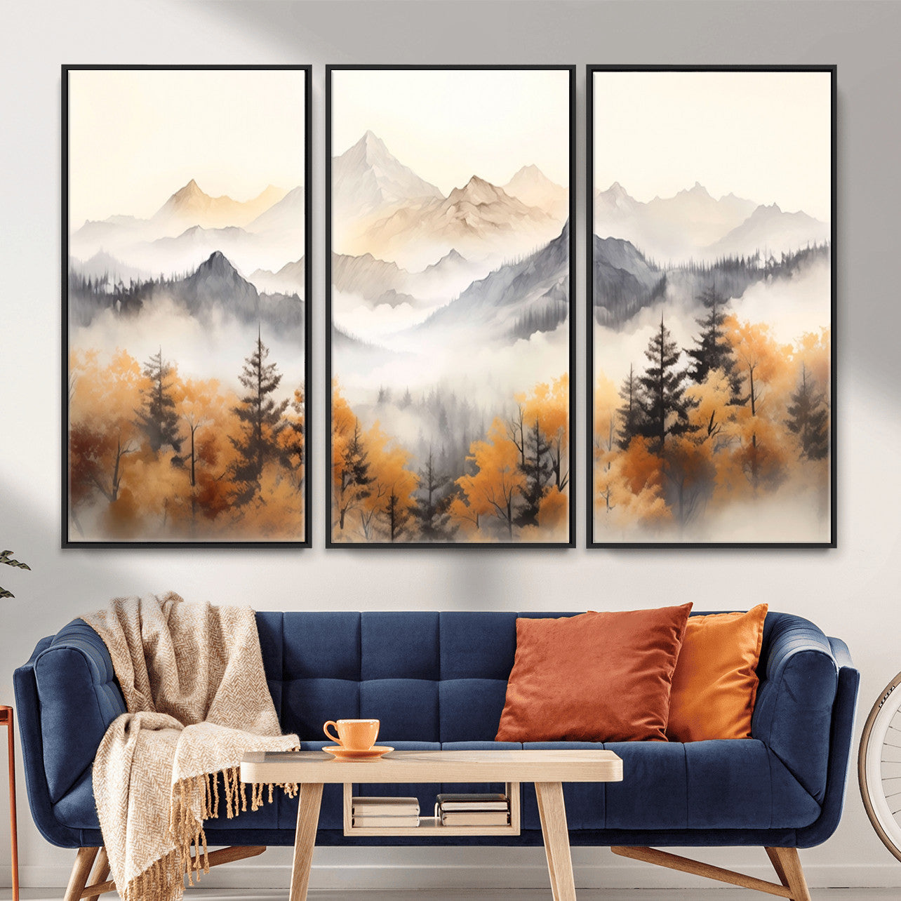70049-MGV-CV-36X24 - Abstract Mountain Wall Art | Misty Mountain Forest and Mountains Canvas Print for Living Room,