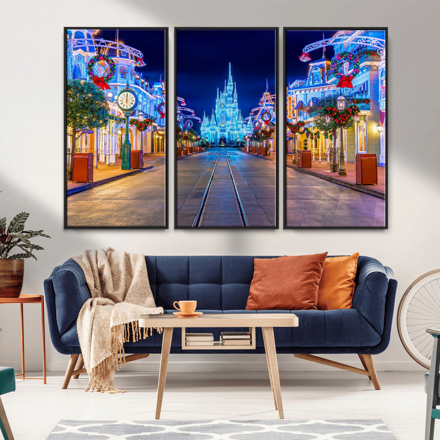 12470-MGV-CV-36X24-Disney Castle Wall Art – Large Magic Kingdom Canvas Artwork, Fairytale Design, Kids Room Christmas Decor for Home, Office