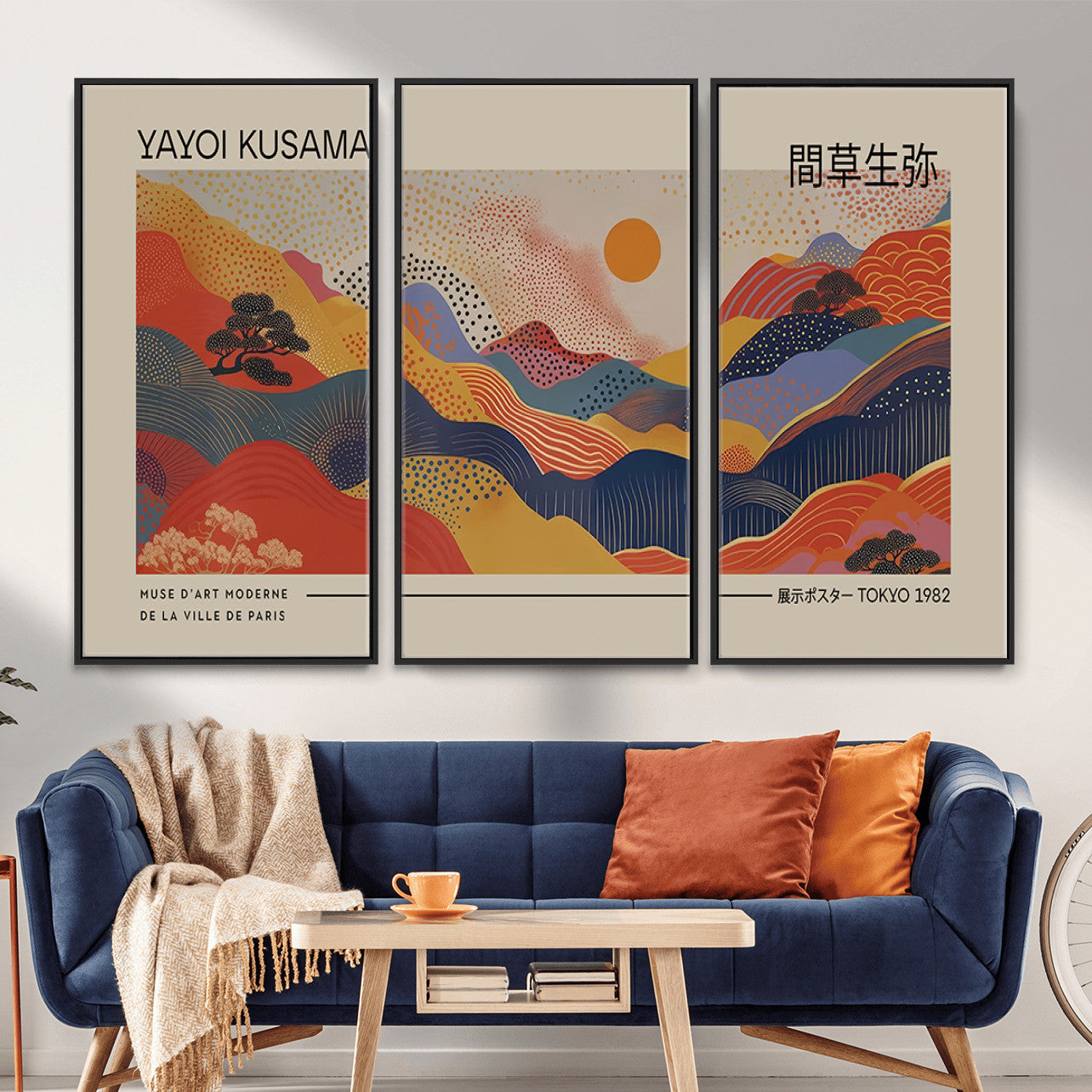 87627-MGV-CV-36X24 - Yayoi Kusama Landscape Canvas Print, Vibrant Floral Mountain Art Print, Botanical Flower Nature