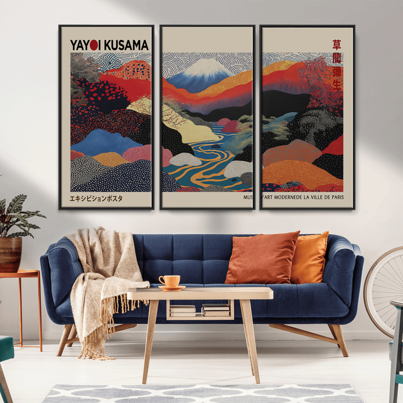 -Yayoi Kusama Wall Art – Framed Japanese Abstract Art Print, Modern Wabi Sabi Inspired Canvas for Living Room, Office, or Gallery Decor